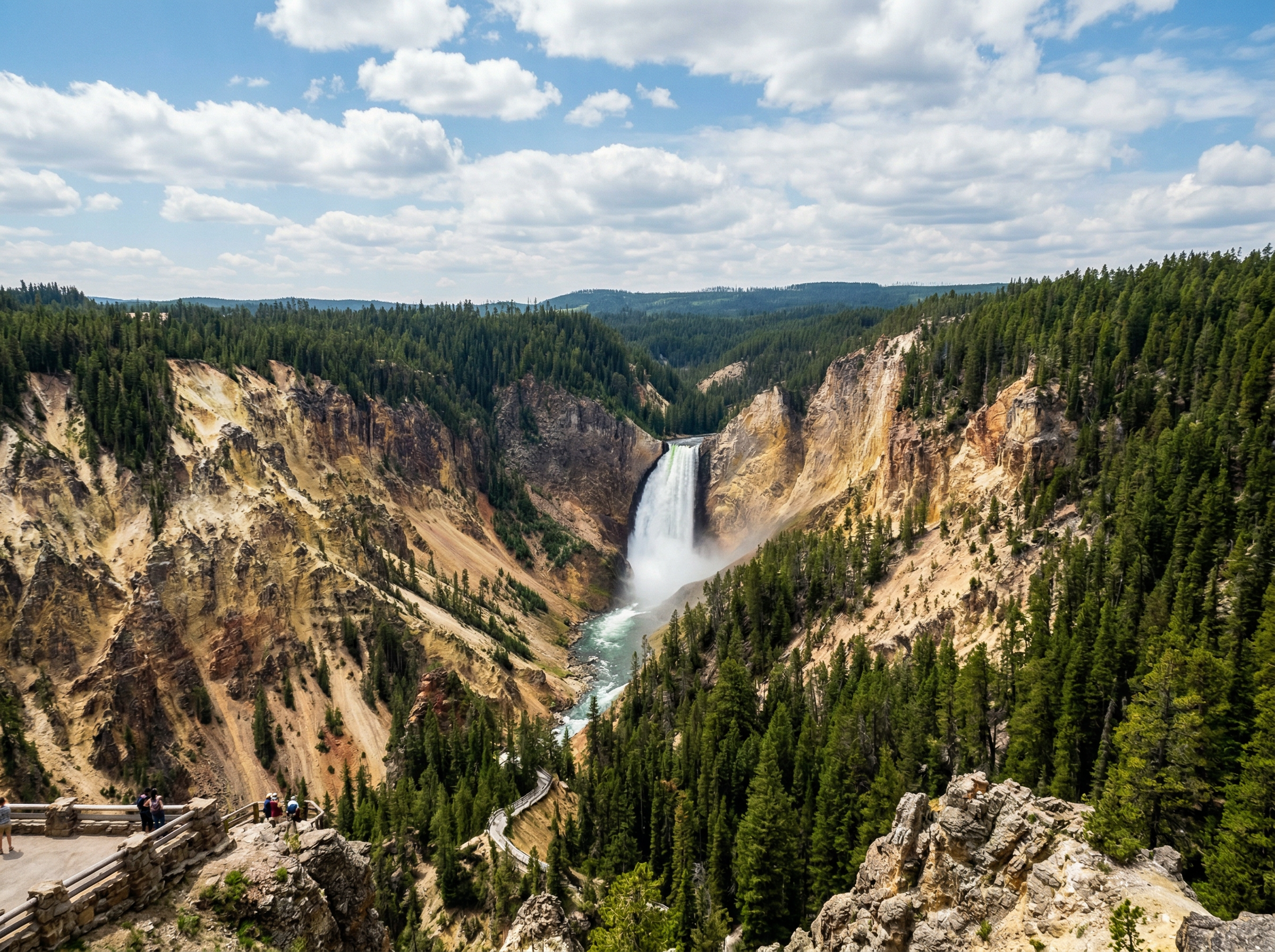 Lower Falls of Yellowstone cascading into the Grand Canyon of Yellowstone