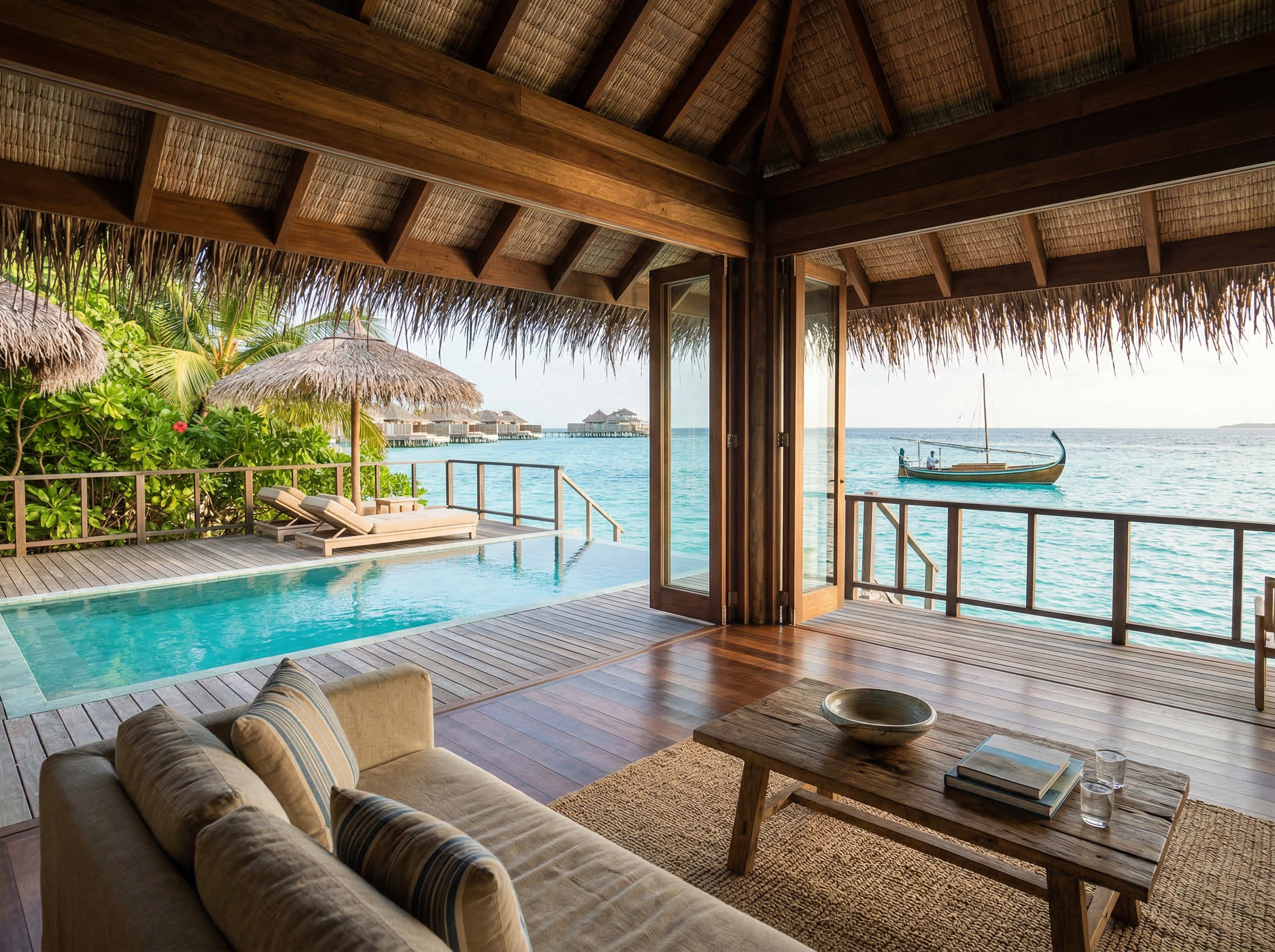 Luxury overwater villa at Soneva Fushi with private pool and ocean views