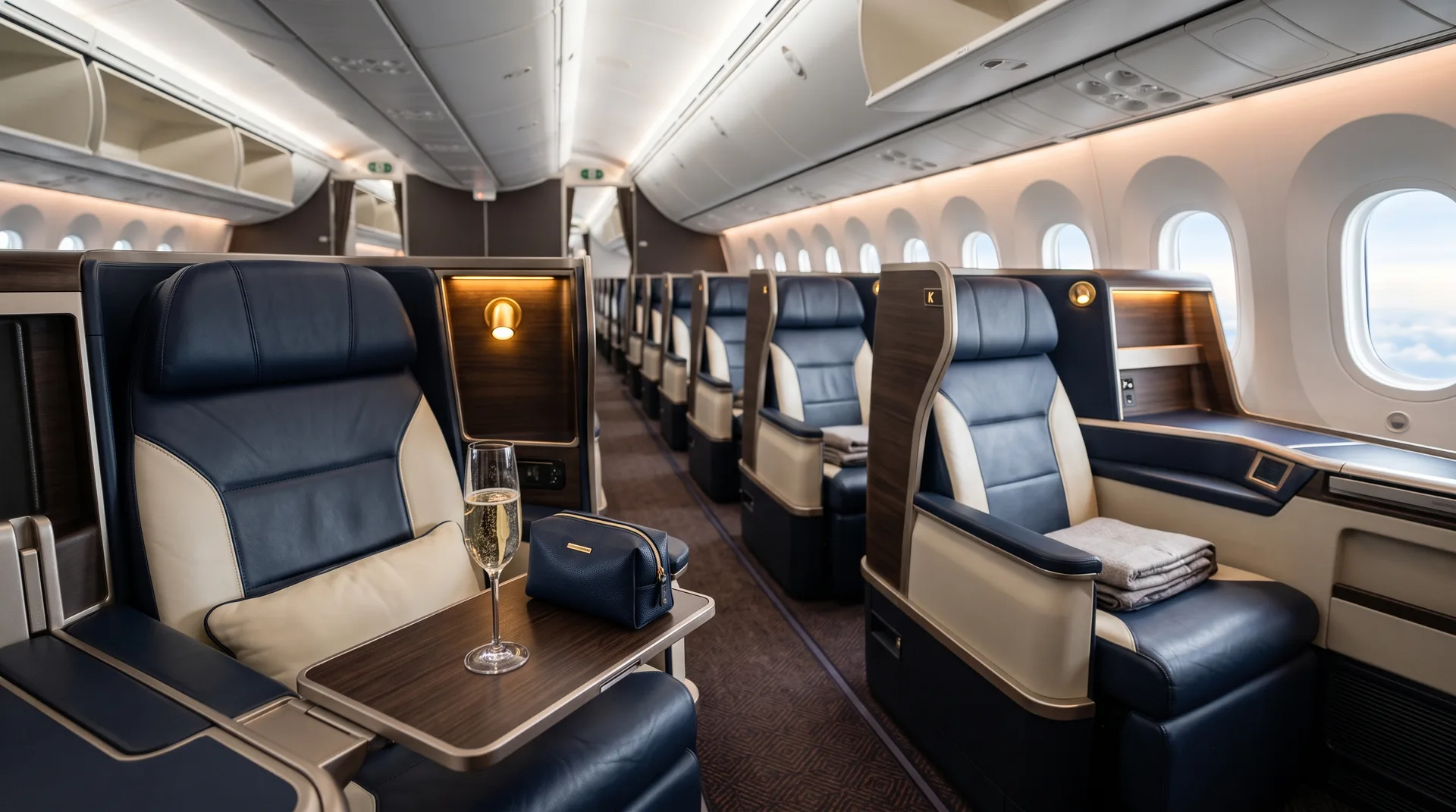 Luxury business class cabin interior