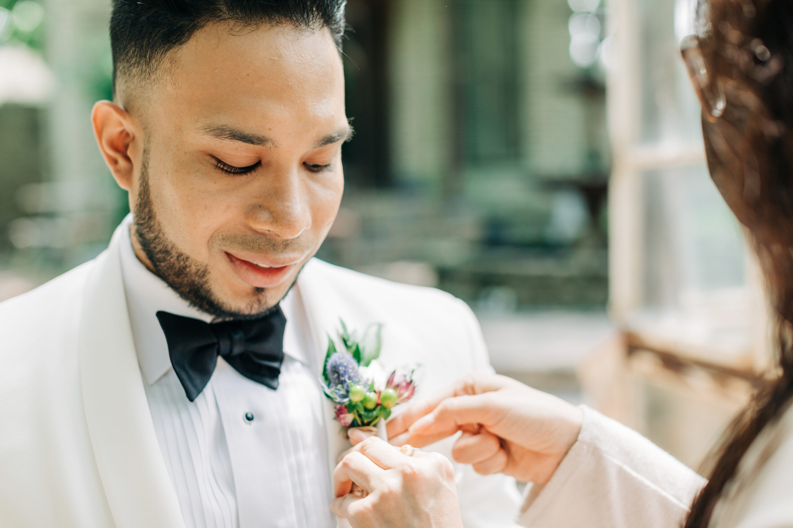 Wedding couple embracing outdoors in Austin