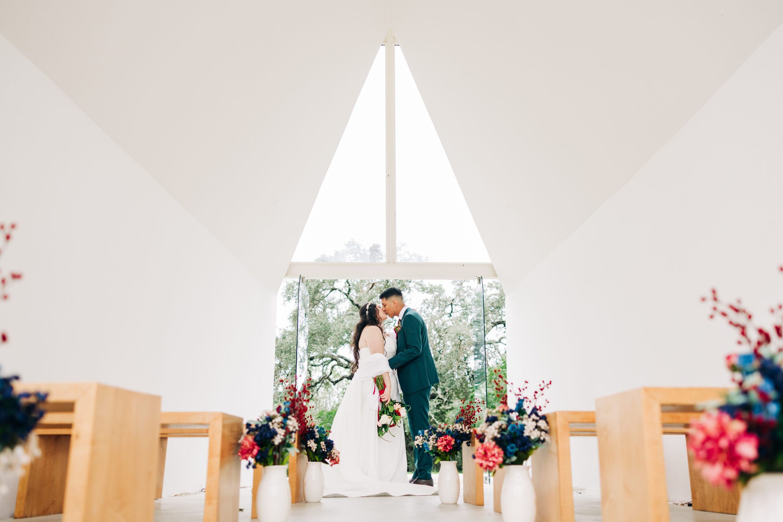 Romantic wedding portrait in beautiful Austin setting