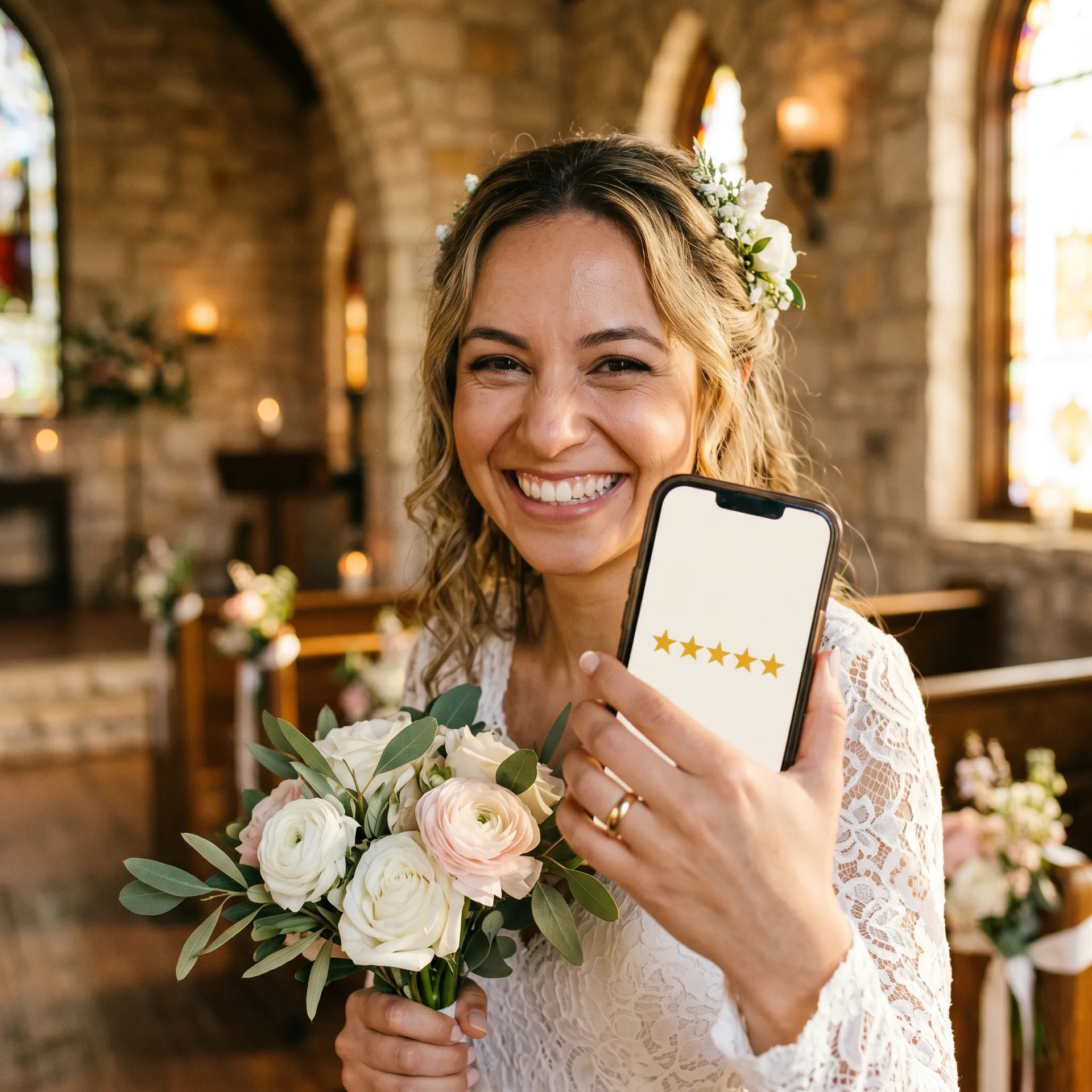Happy bride at Chapel of Love Austin