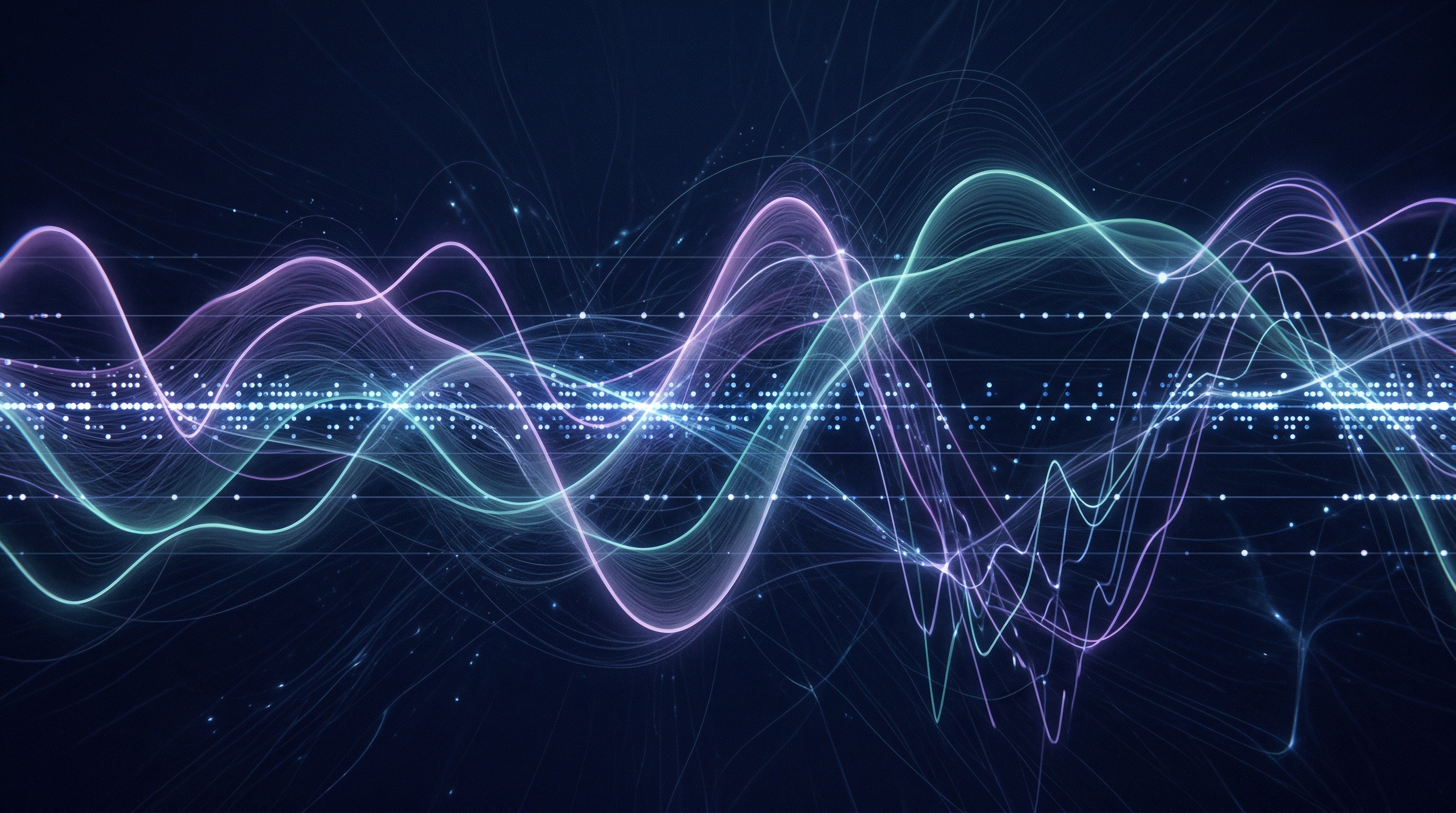 Abstract data visualization showing mood and medication correlation as flowing waveforms