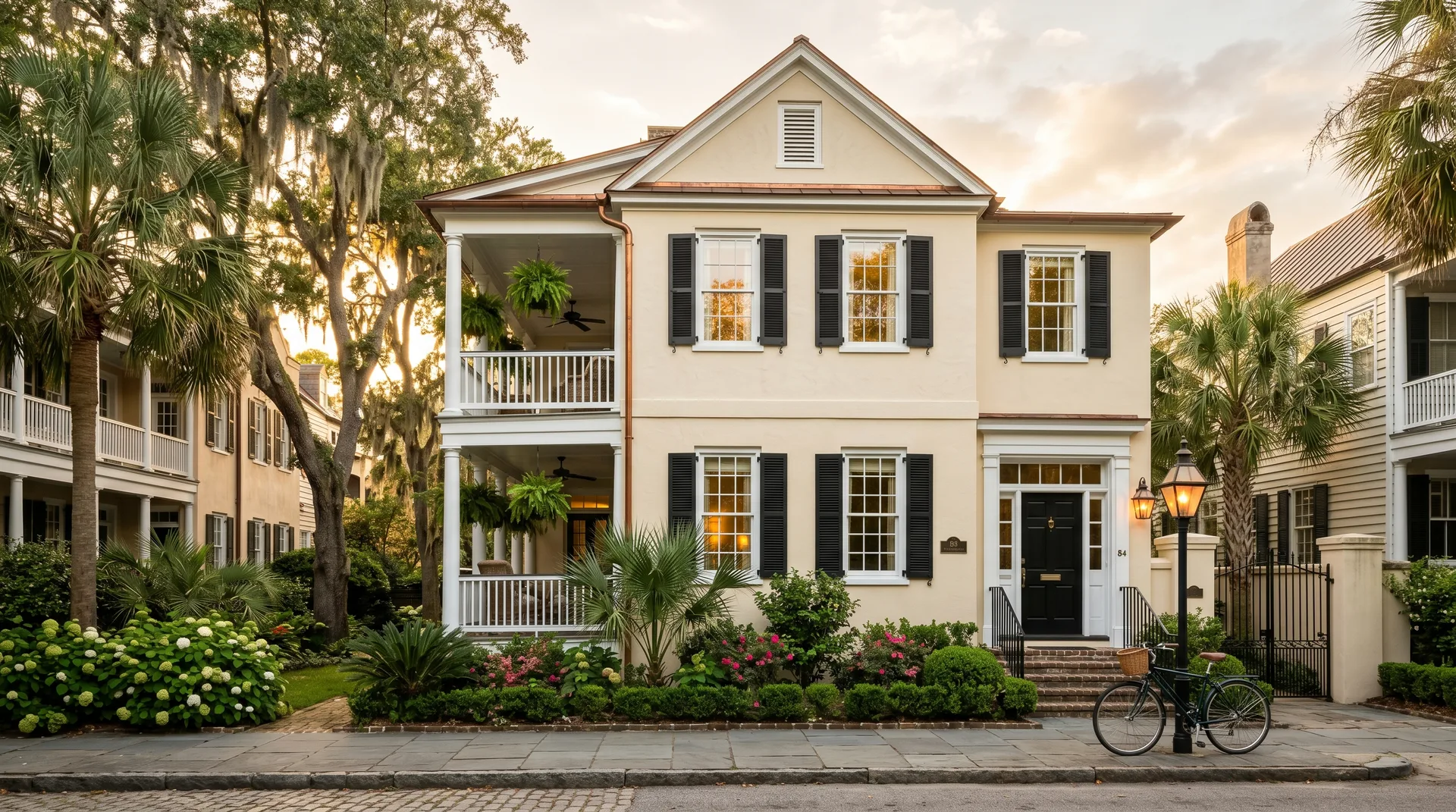 Classic Charleston South Carolina home with traditional windows