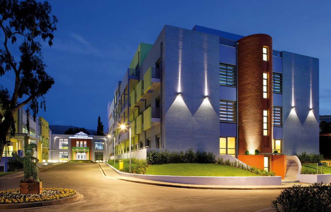 Commercial property exterior with professional LED architectural lighting design