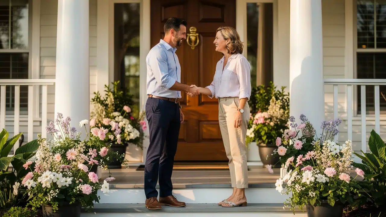 Professional consultation between a service provider and an affluent Atlanta homeowner