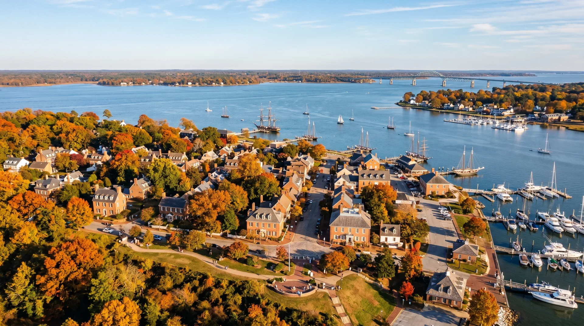 Yorktown Virginia historic waterfront along the York River
