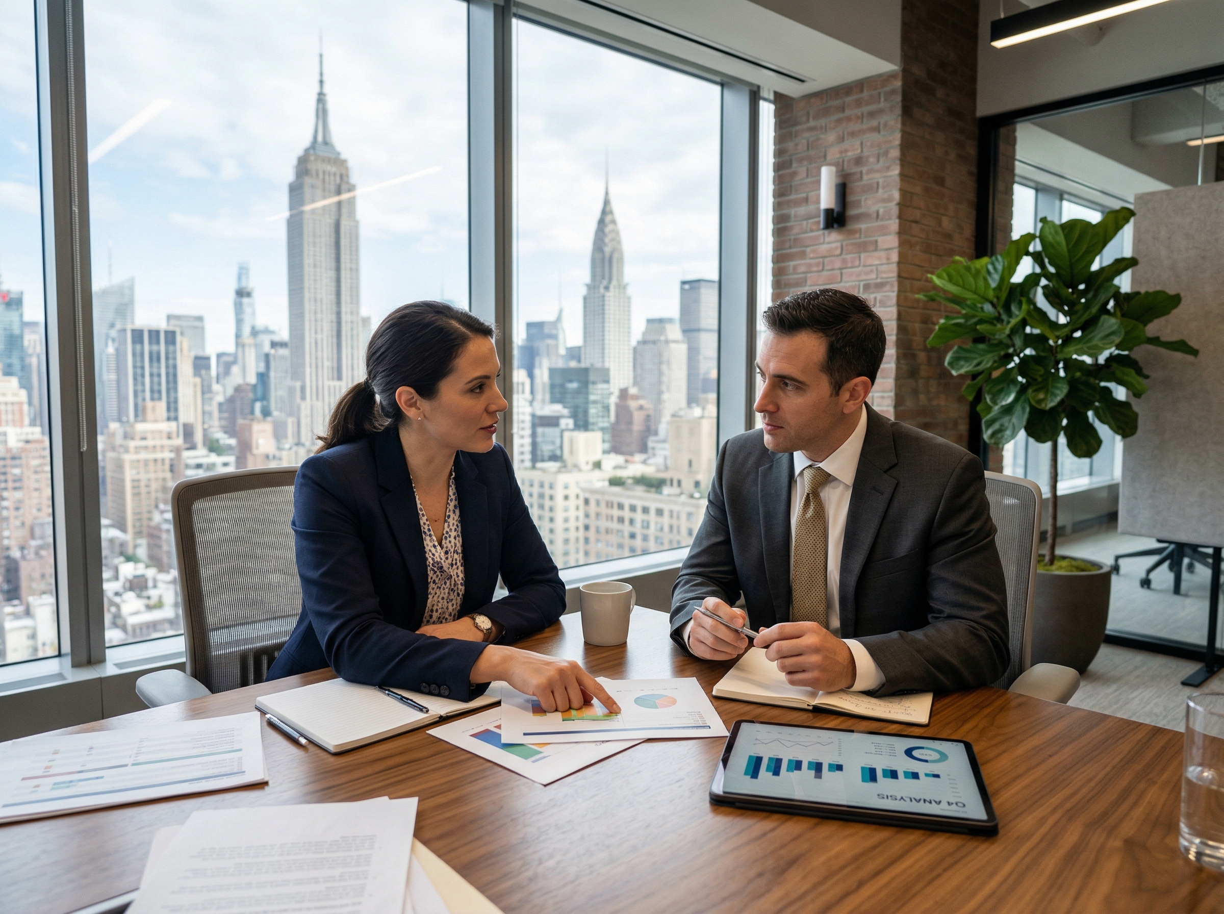 Stillwater Media Group team consulting with a client in Manhattan office