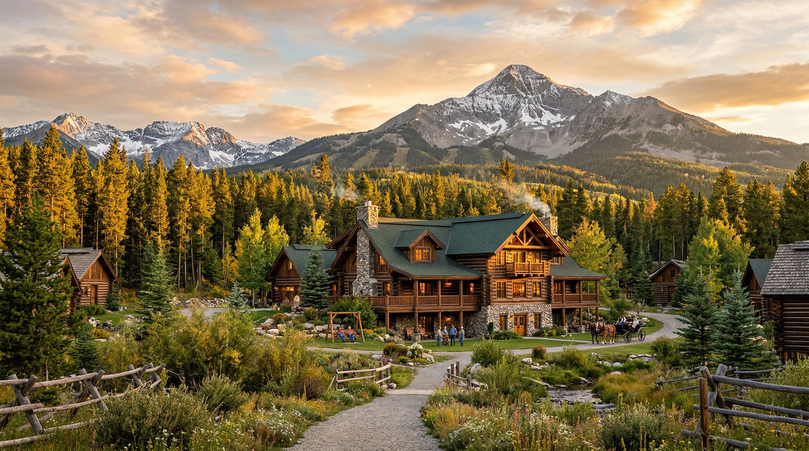 Lone Mountain Ranch Big Sky Montana lodge exterior with mountain views