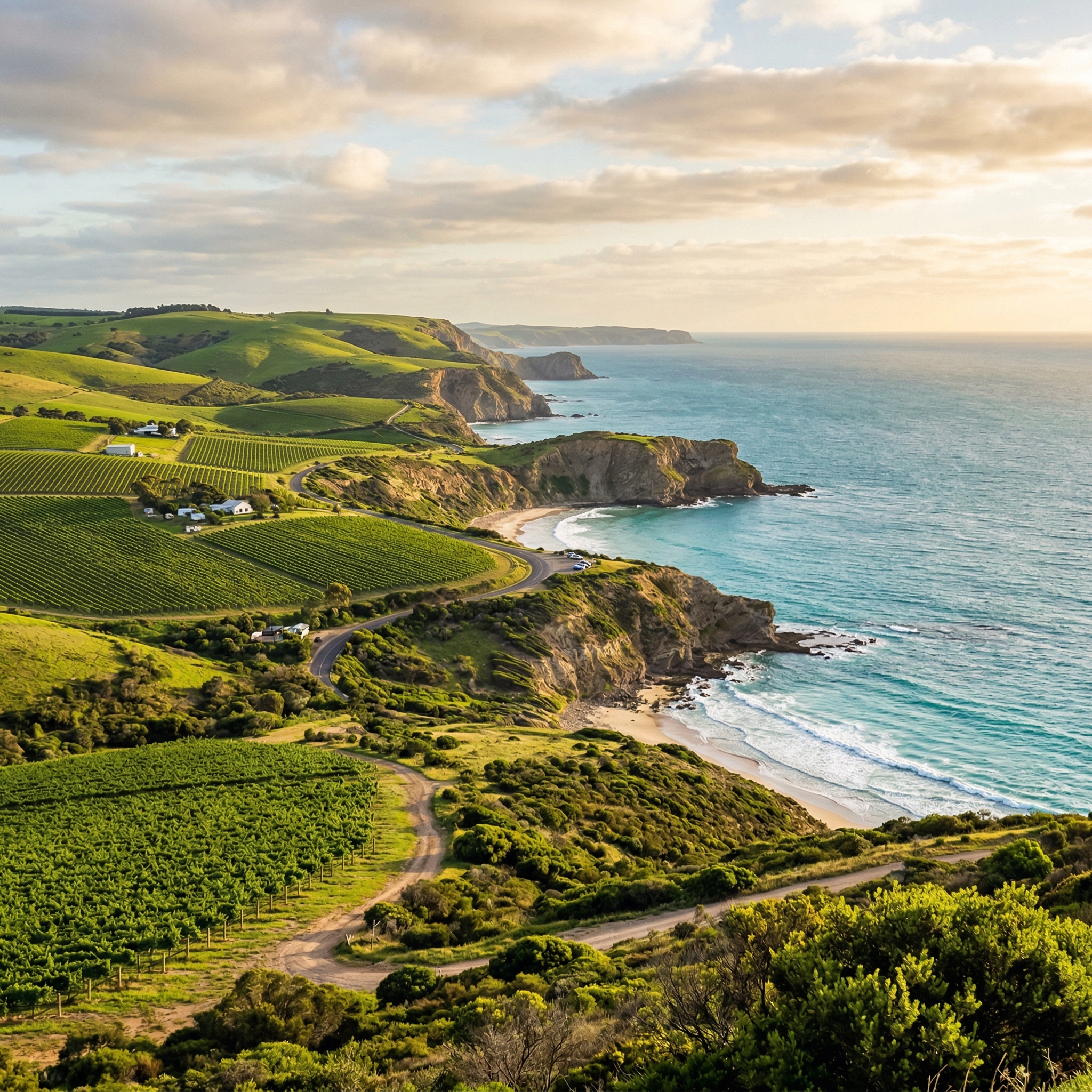 Scenic coastal cliffs and ocean view of the Fleurieu Peninsula, South Australia