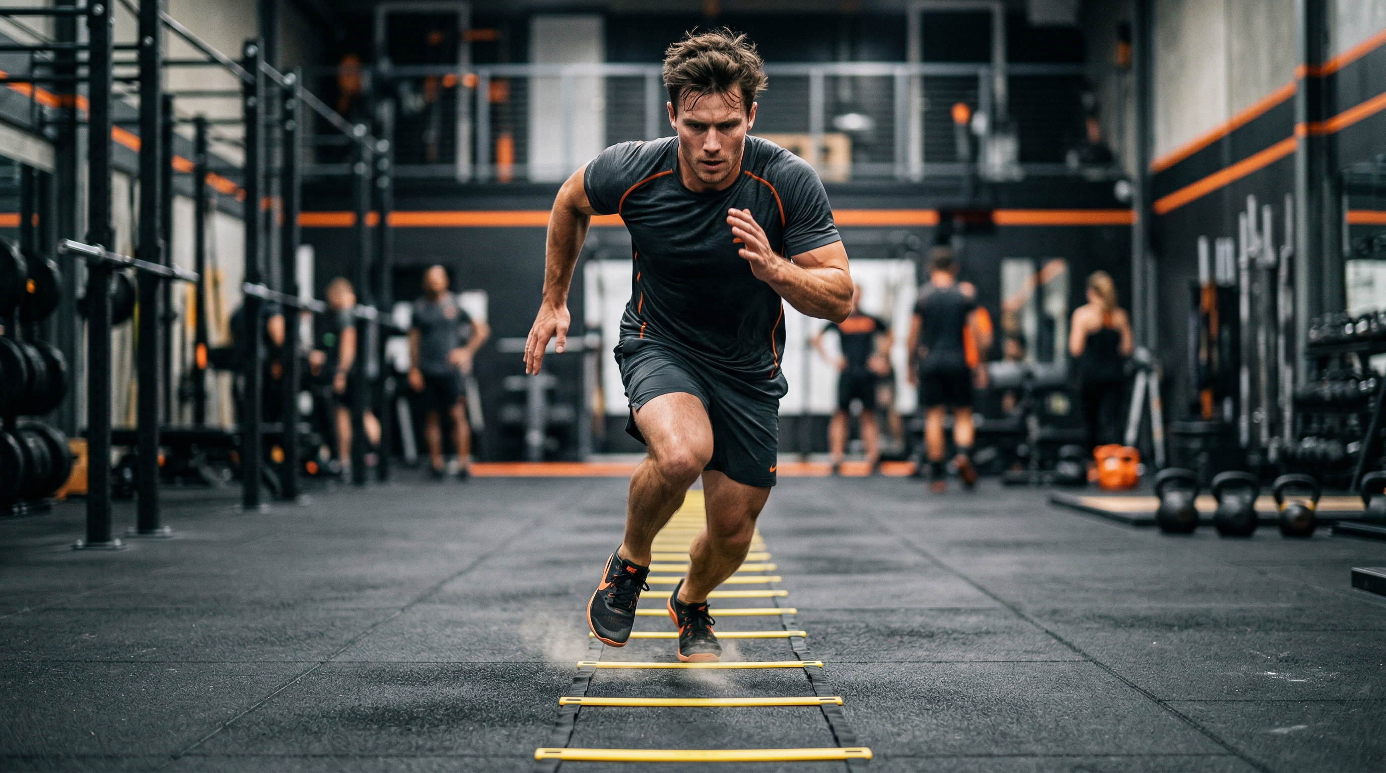Athlete performing agility ladder drills at WieFit training facility