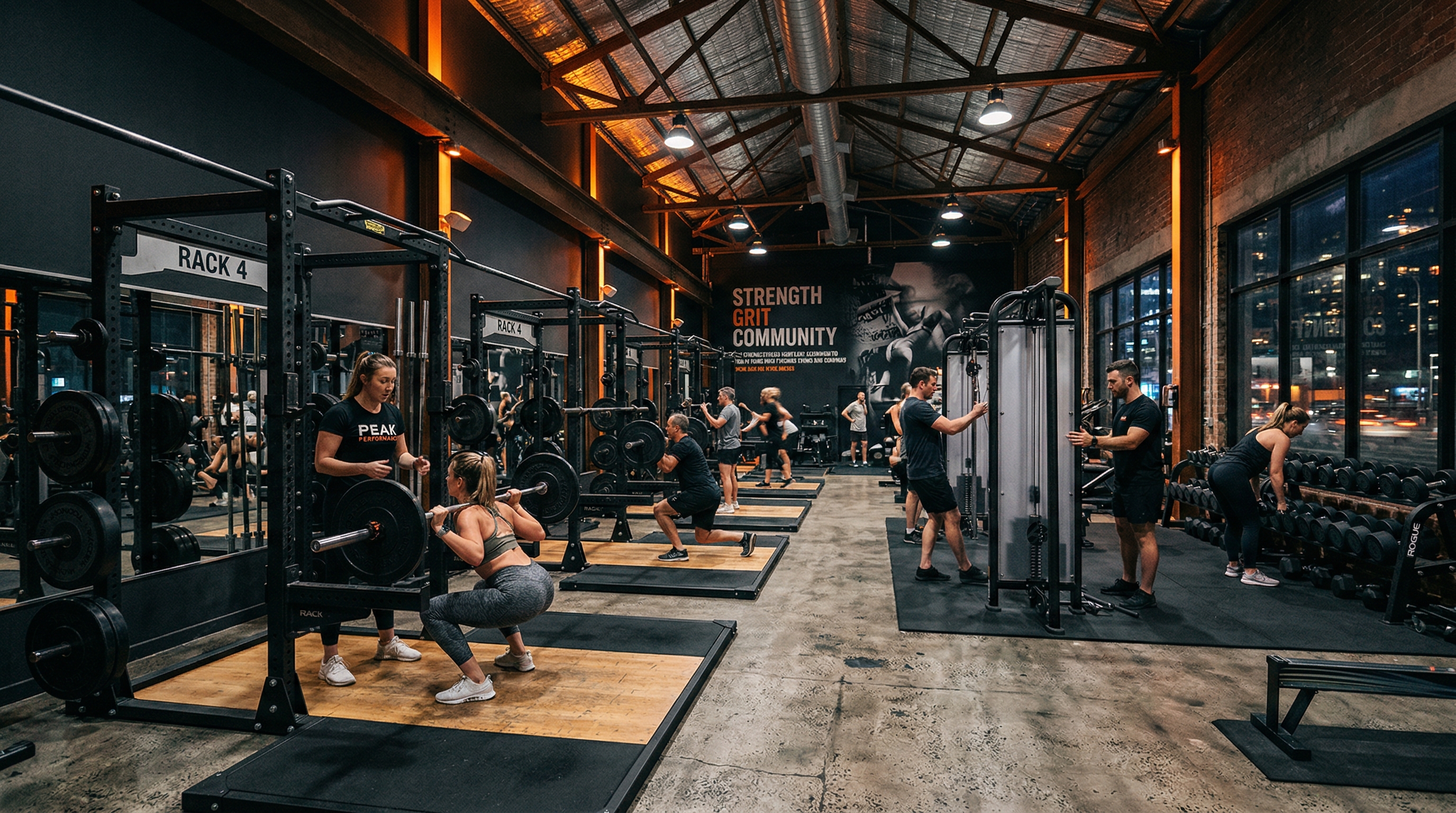 WieFit gym training floor with athletes and trainers