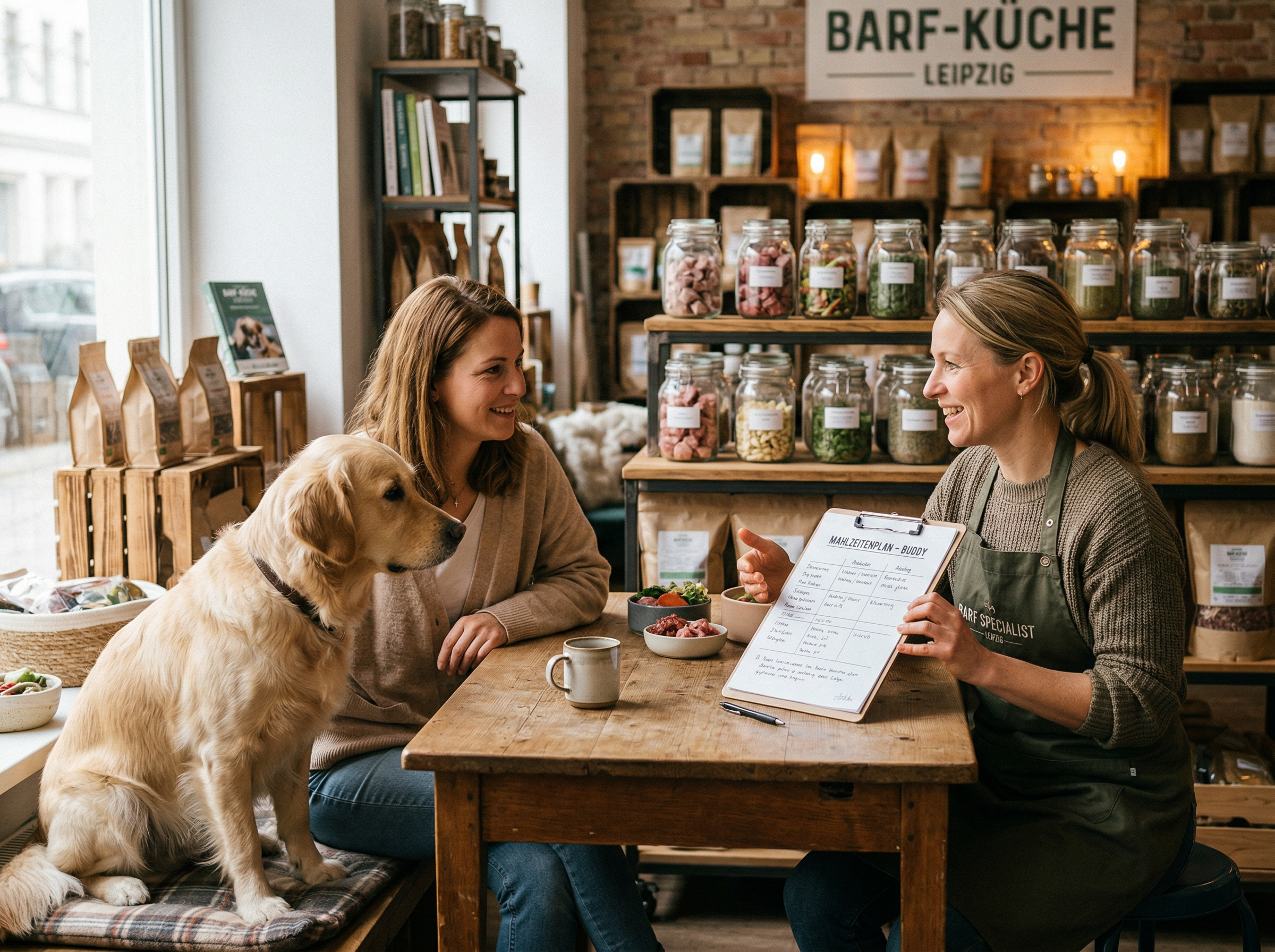 Ernährungsberatung in der BARF Küche Leipzig – Expertin berät Hundebesitzerin