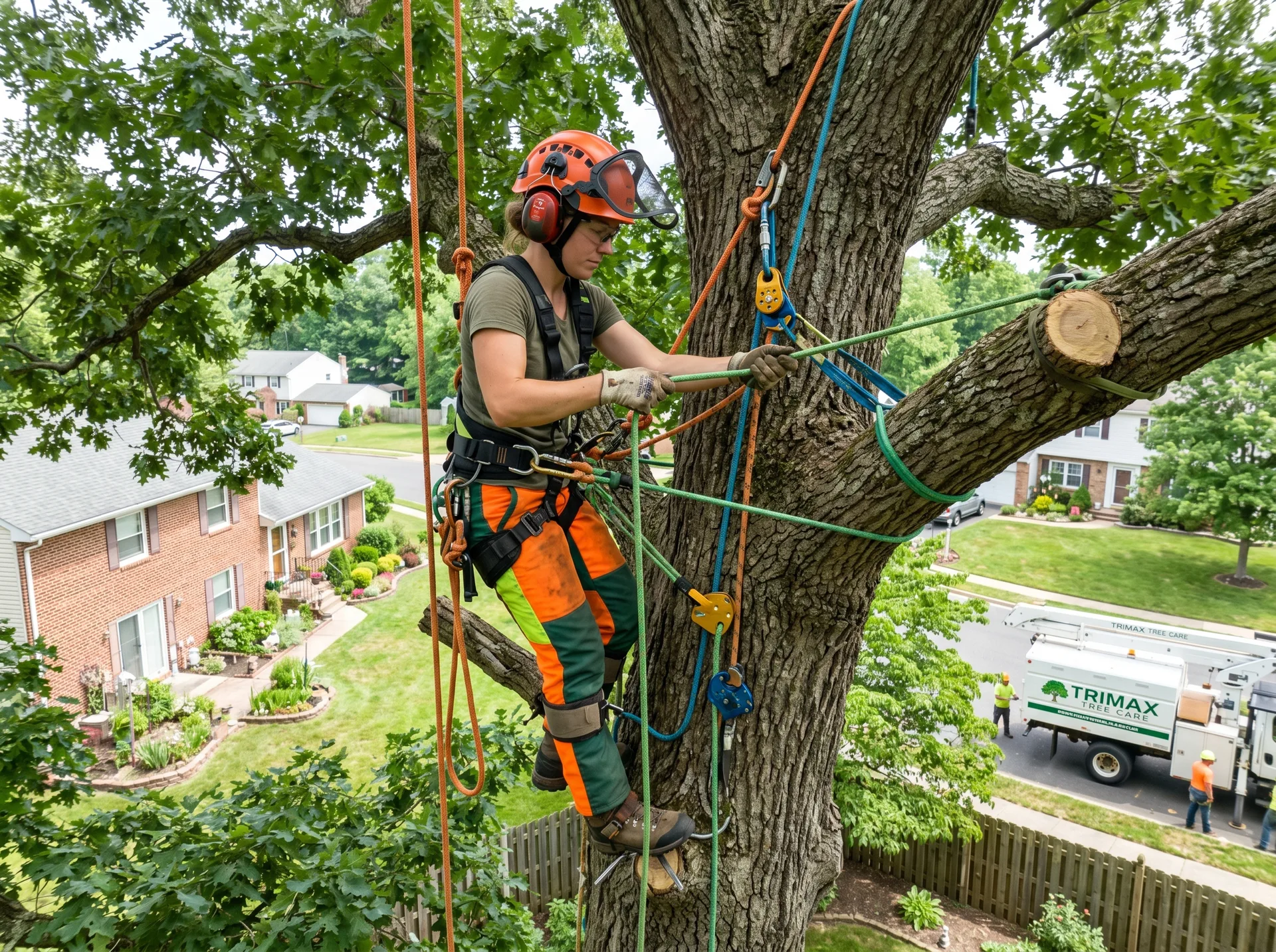 Arborist removing tree in Fieldsboro NJ
