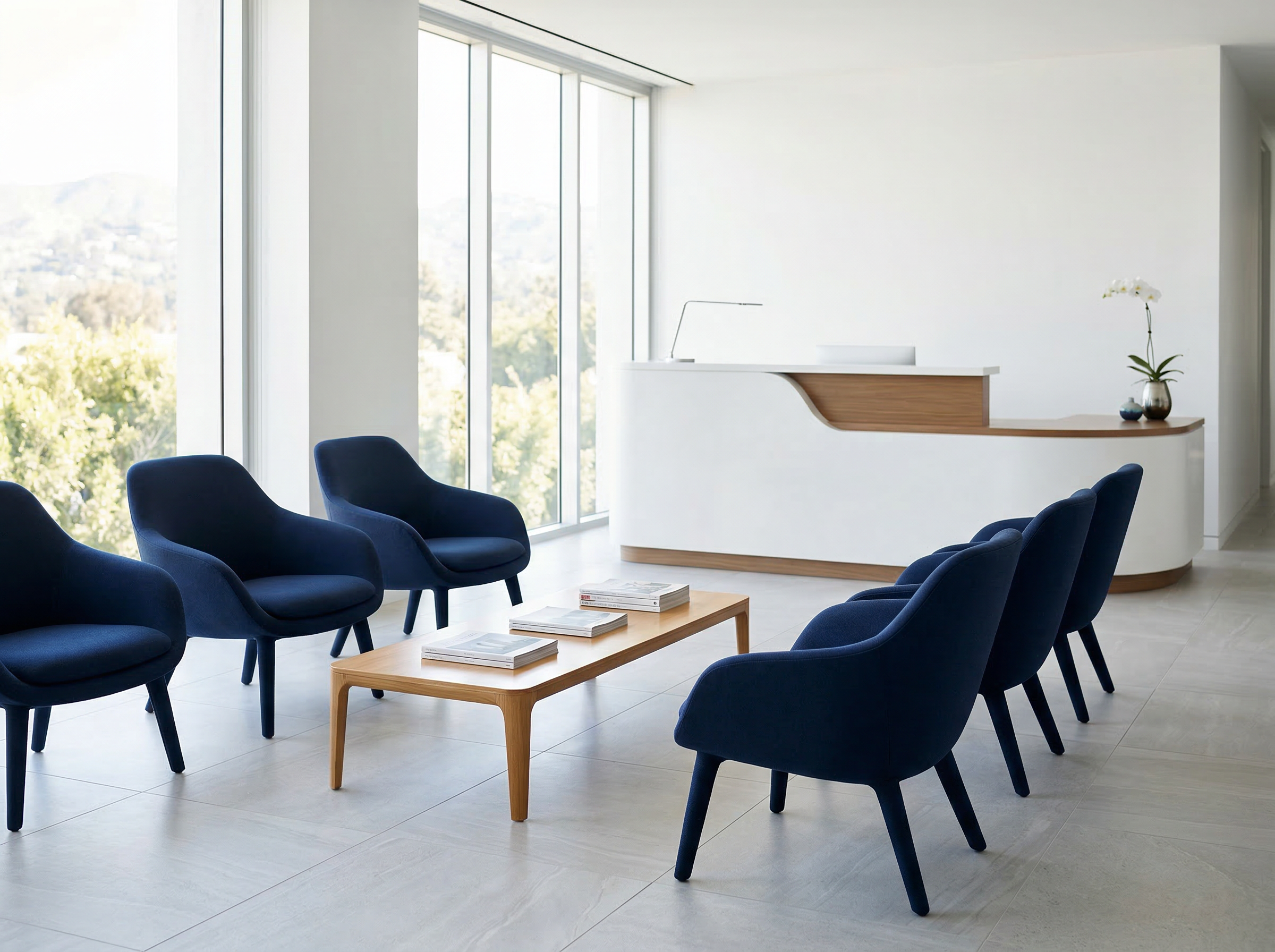 Modern retina specialist waiting room