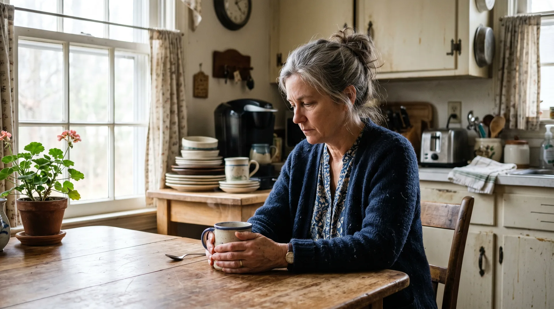 A person in quiet reflection representing the emotional weight of dealing with a death in the home
