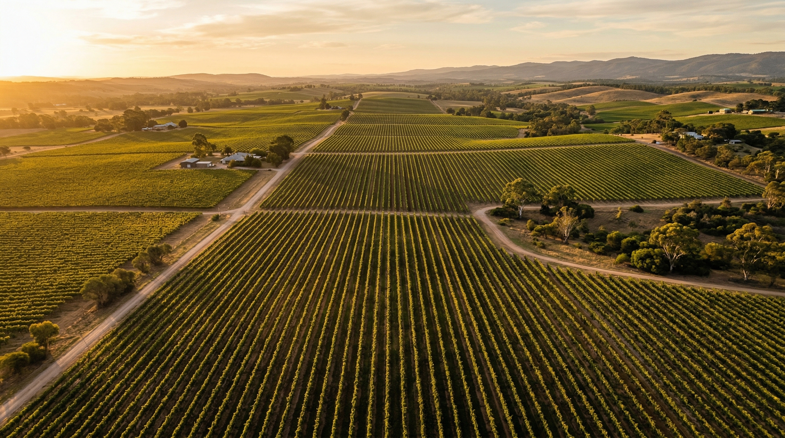 Barossa Valley vineyard at golden hour, South Australia