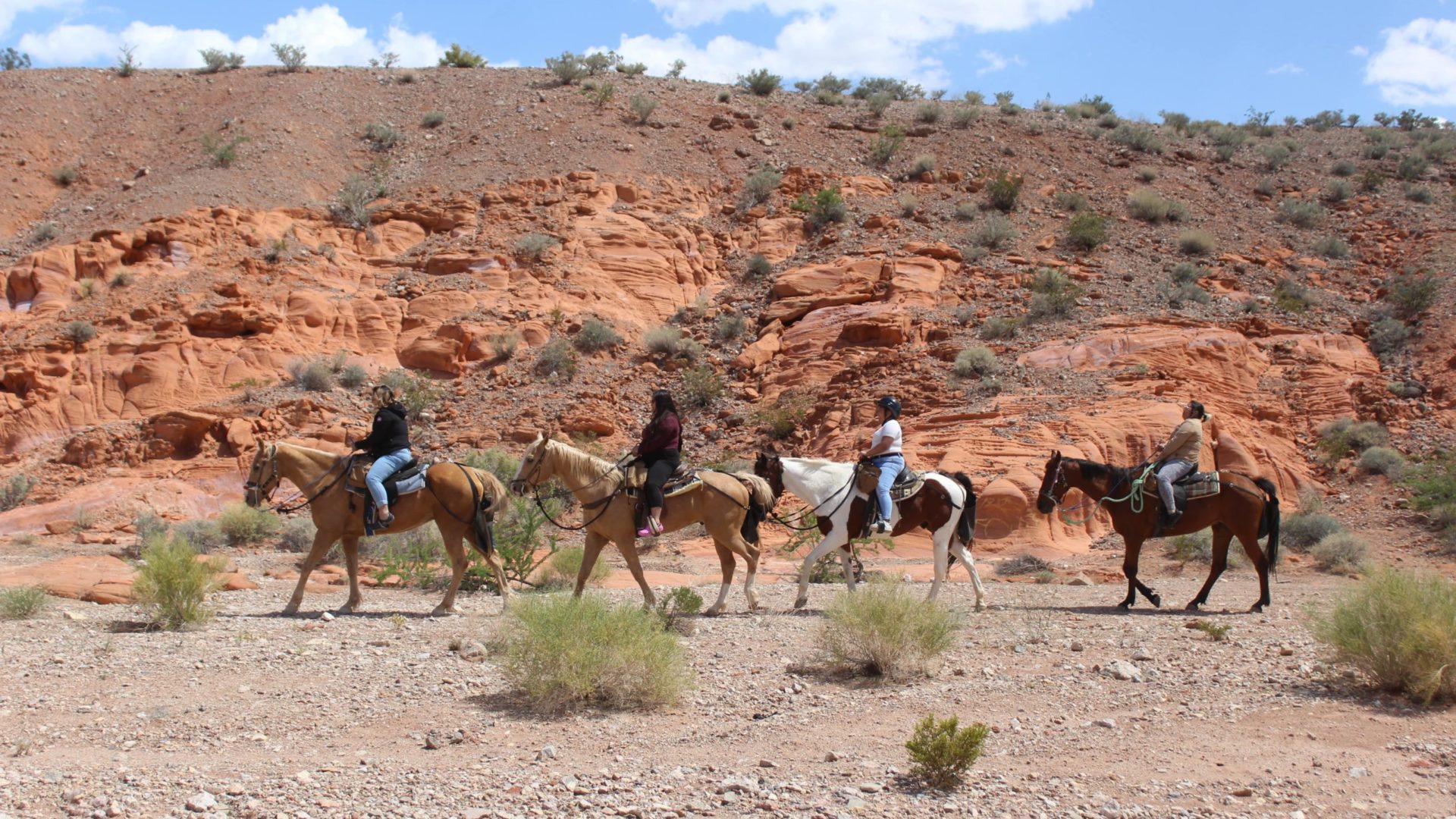 Guided horseback trail riding in the Nevada desert near Las Vegas