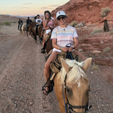 Guests enjoying a horseback riding tour with Silver State near Las Vegas