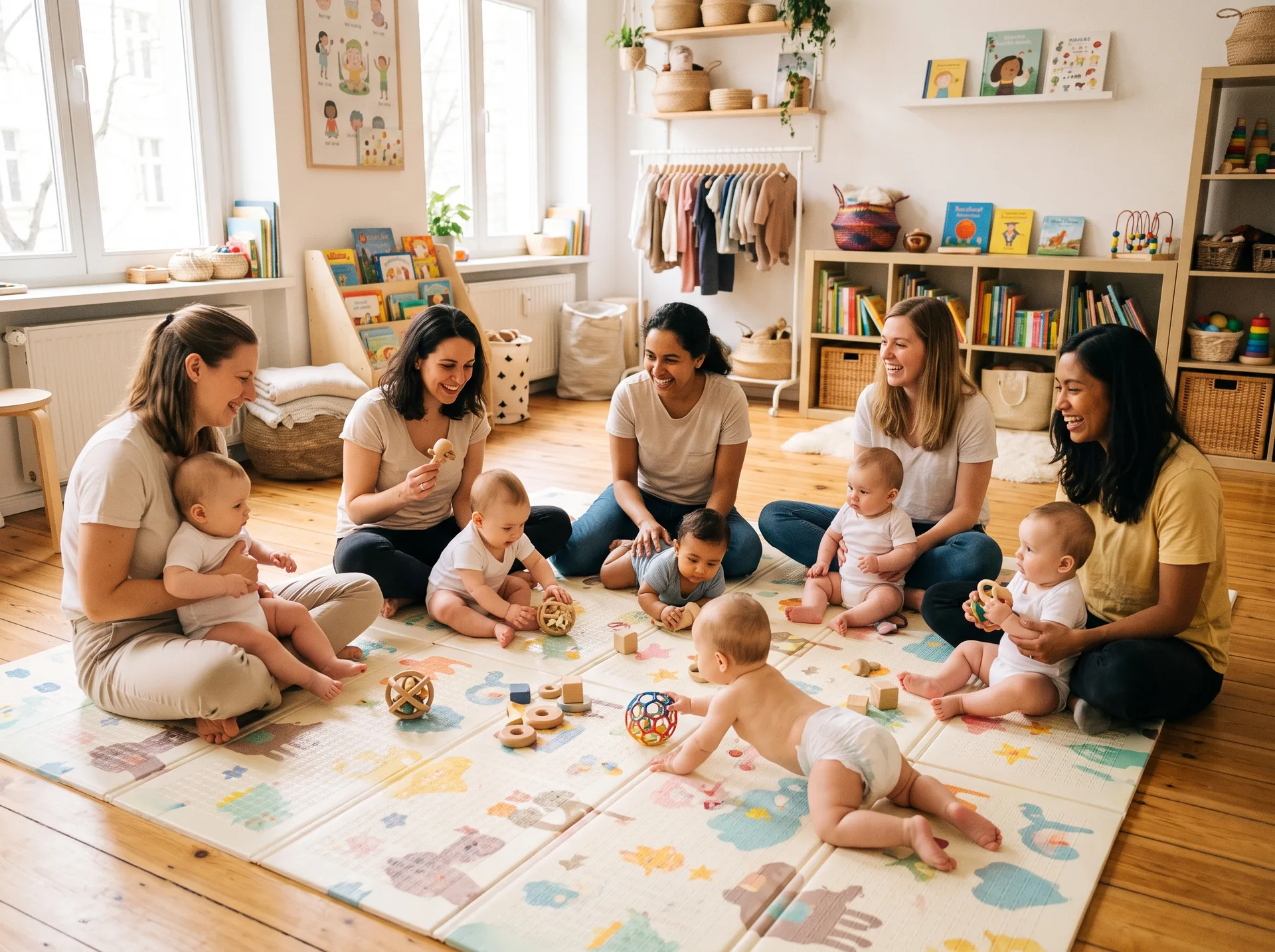 PEKiP Gruppenstunde mit Mamas und Babys