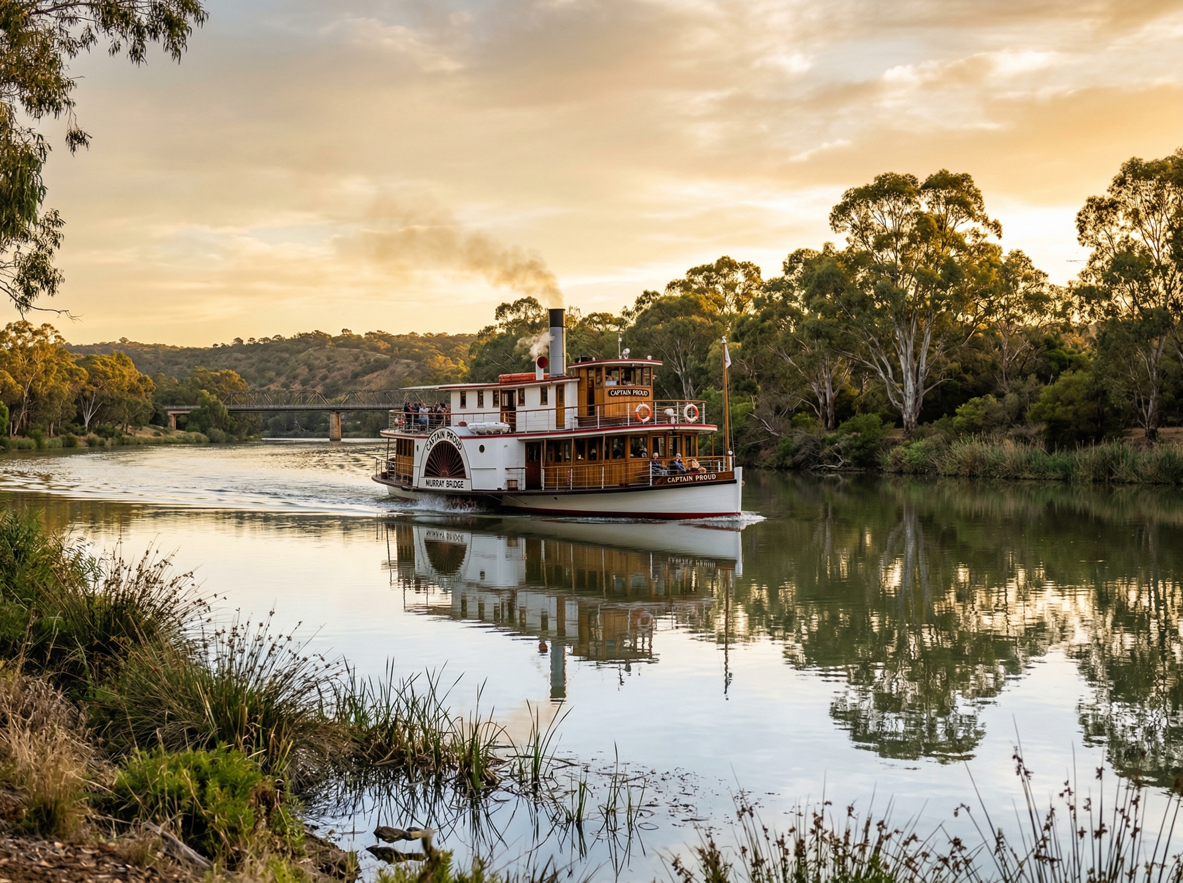 Captain Proud paddle boat cruising the Murray River at Murray Bridge South Australia