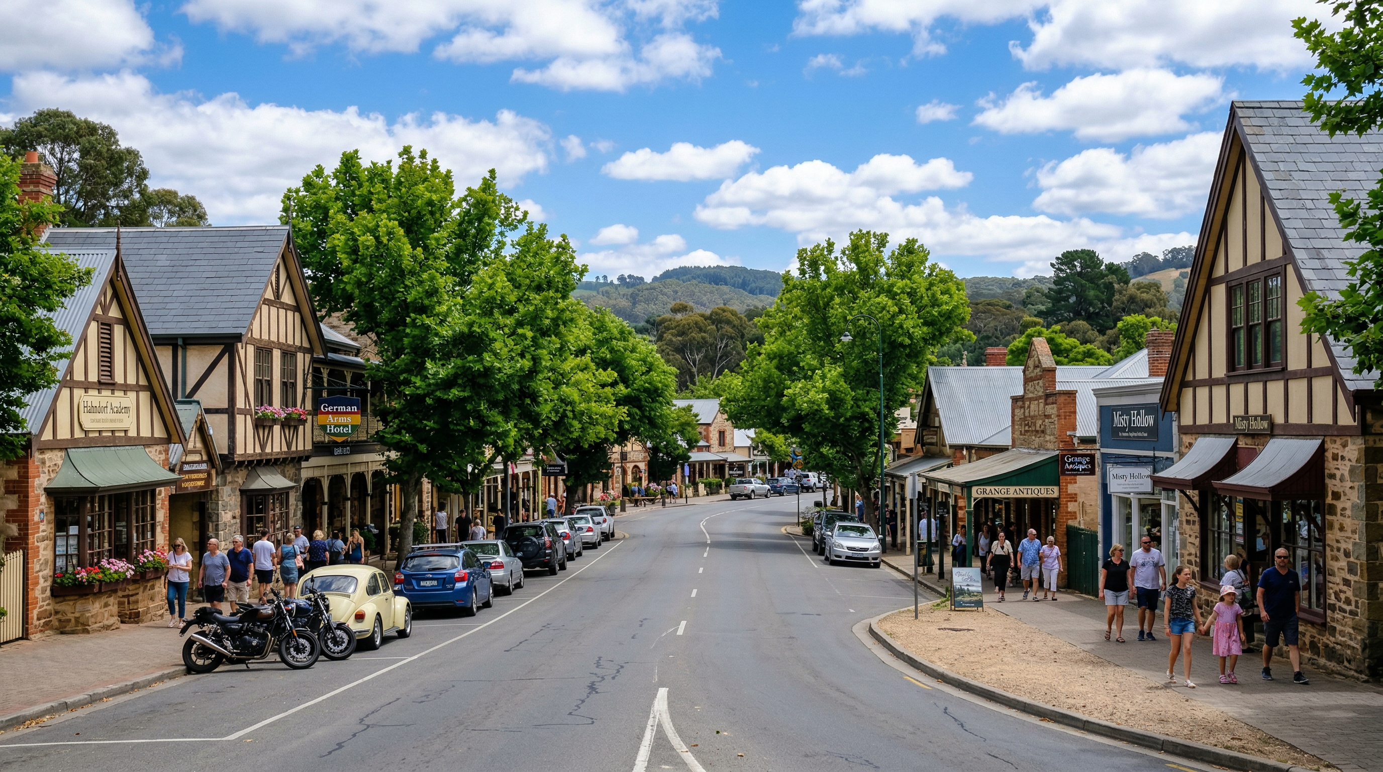 Main street of Hahndorf historic German village Adelaide Hills South Australia
