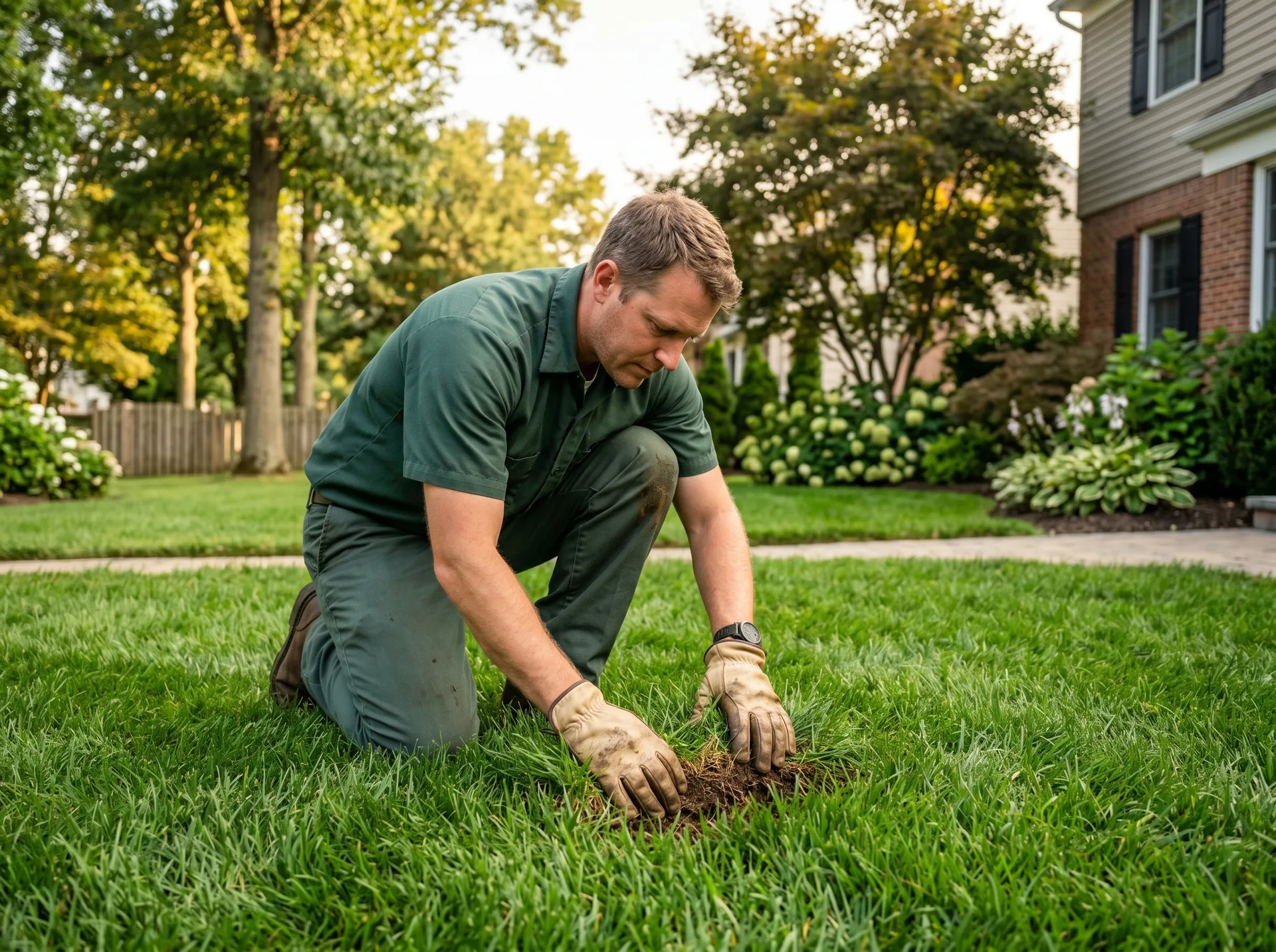 Lawn care professional at work