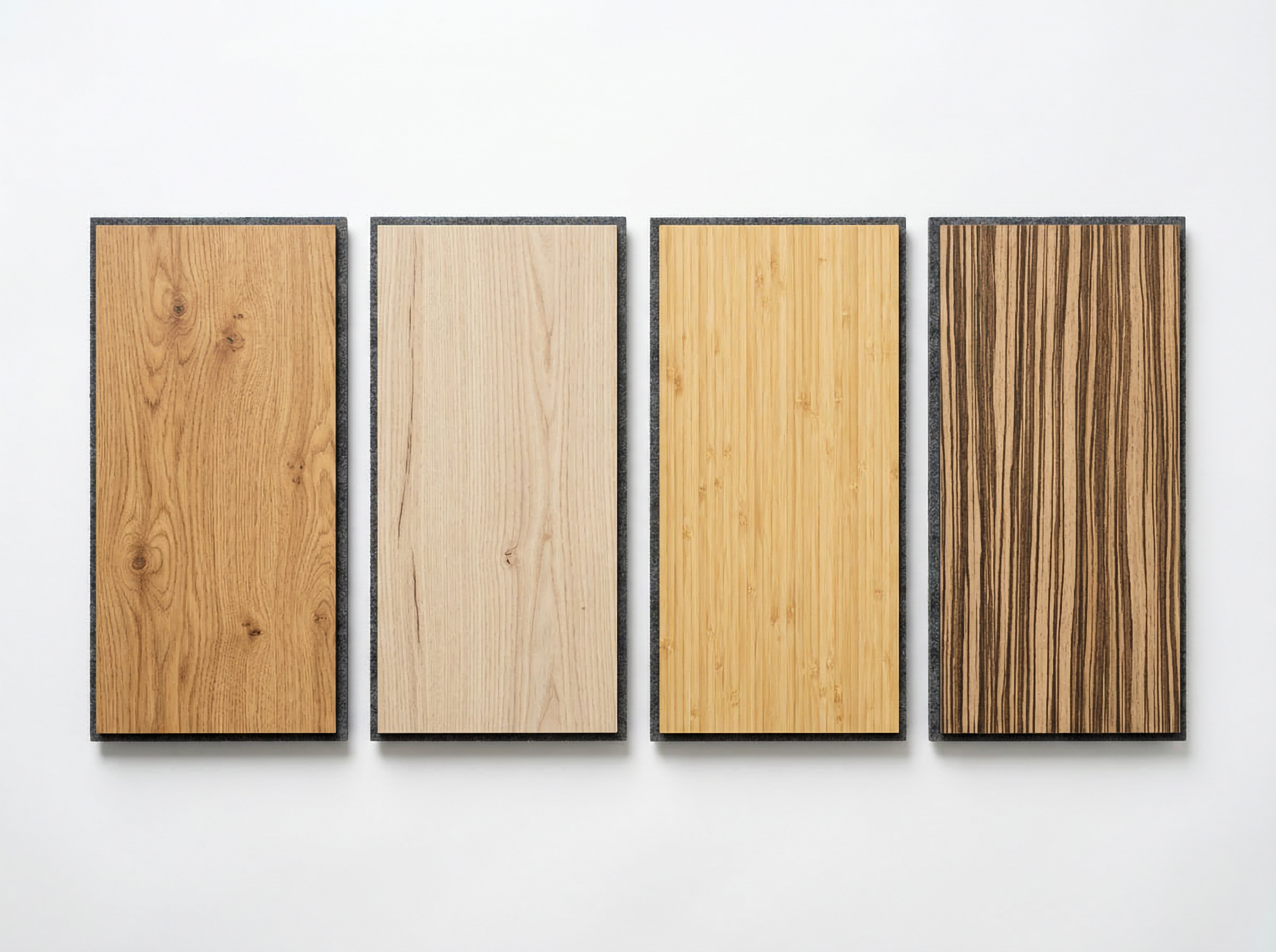 PanelHush PET Wood Effect panel designs — oak, walnut, ash, beech and more