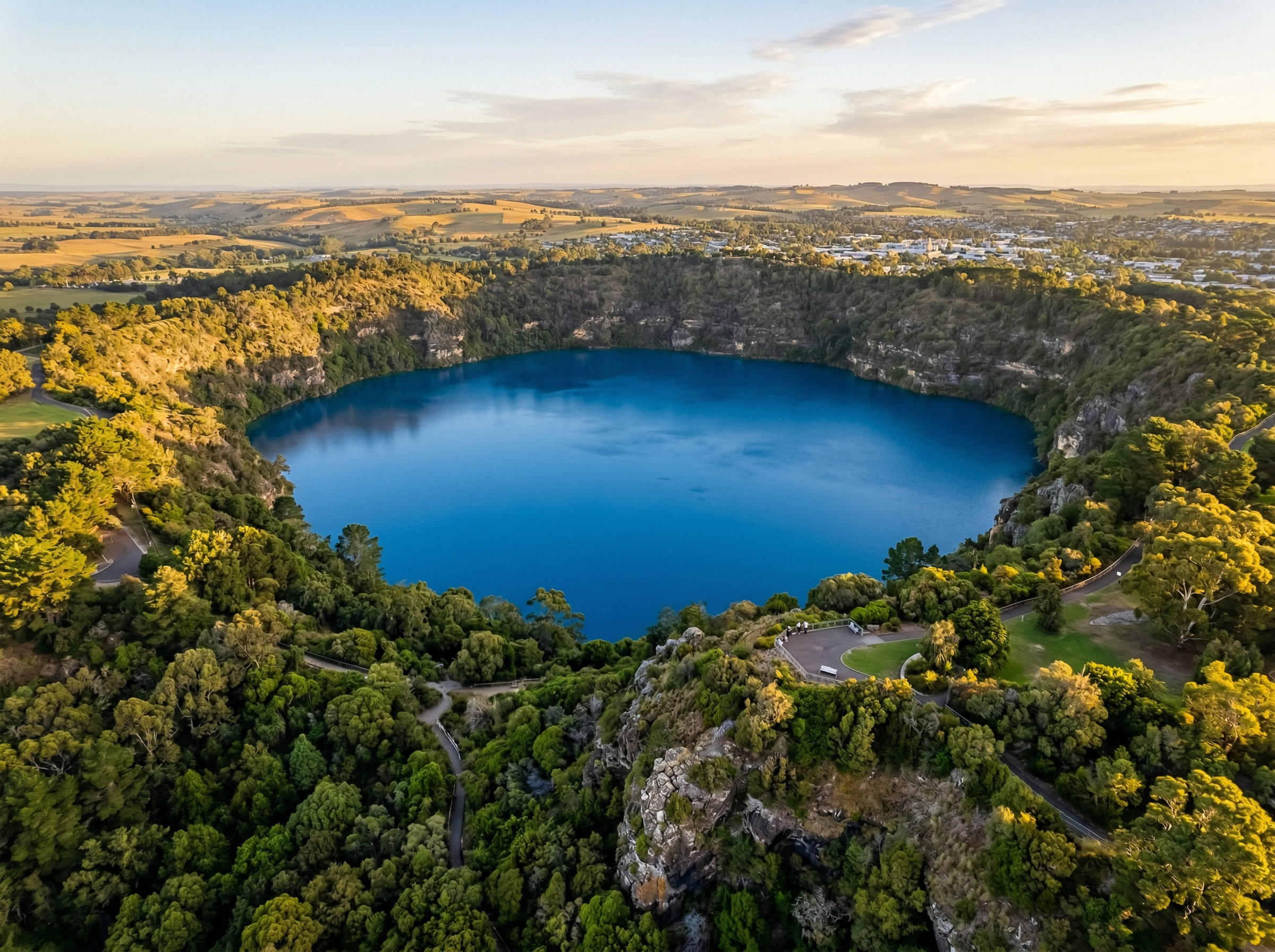Blue Lake Mount Gambier South Australia aerial scenic view