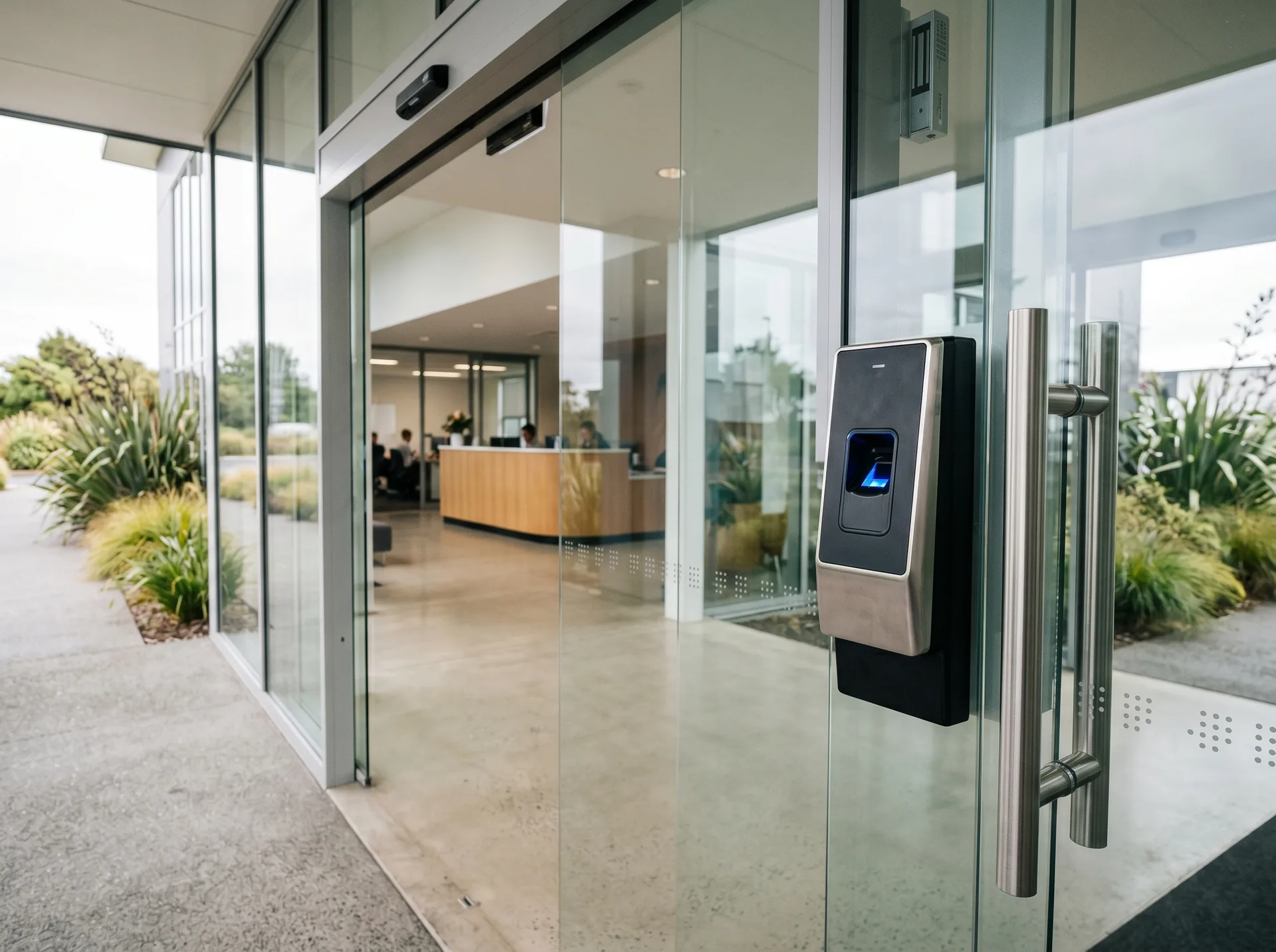 Access control system on commercial building entrance