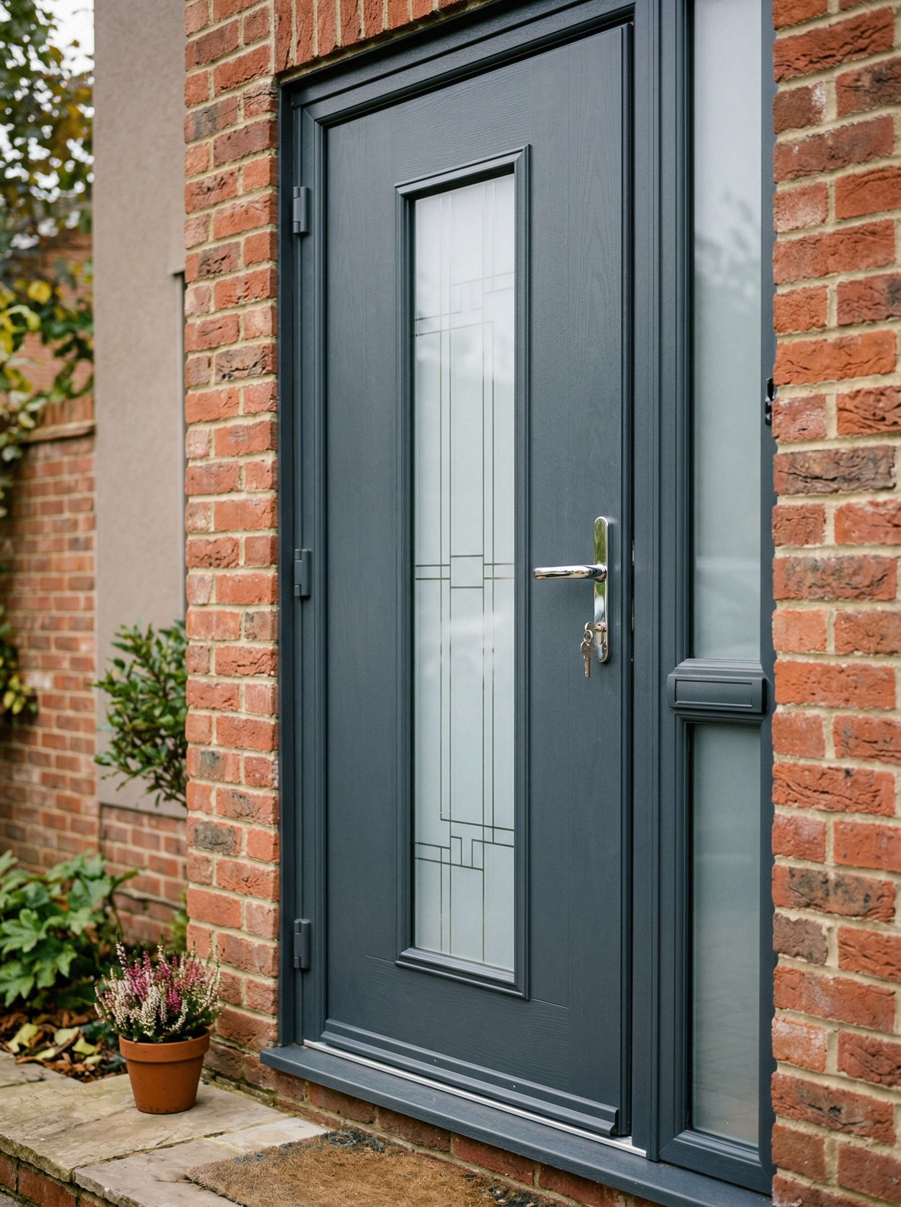 Anthracite grey PVC door installation