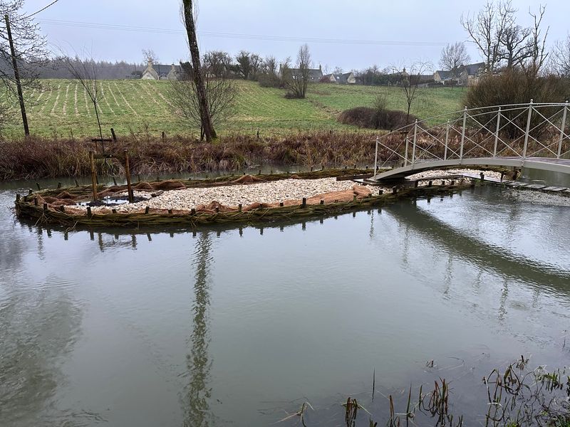 Island restoration project with bridge preparation