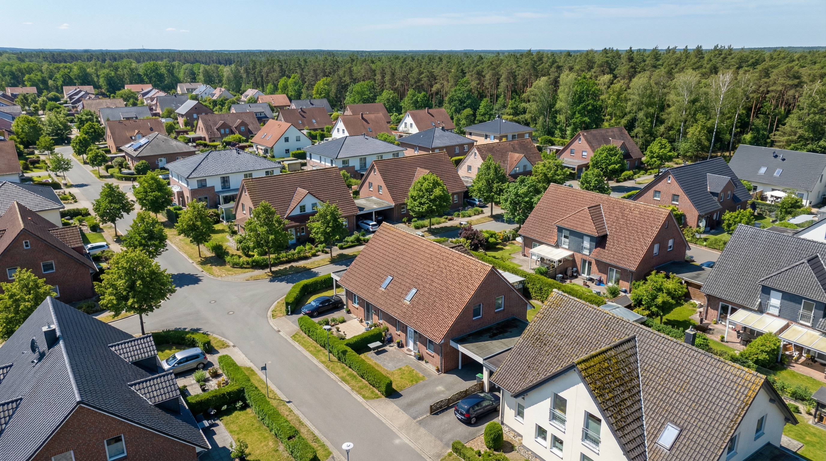 Luftaufnahme von Wohngebieten im Landkreis Oder-Spree