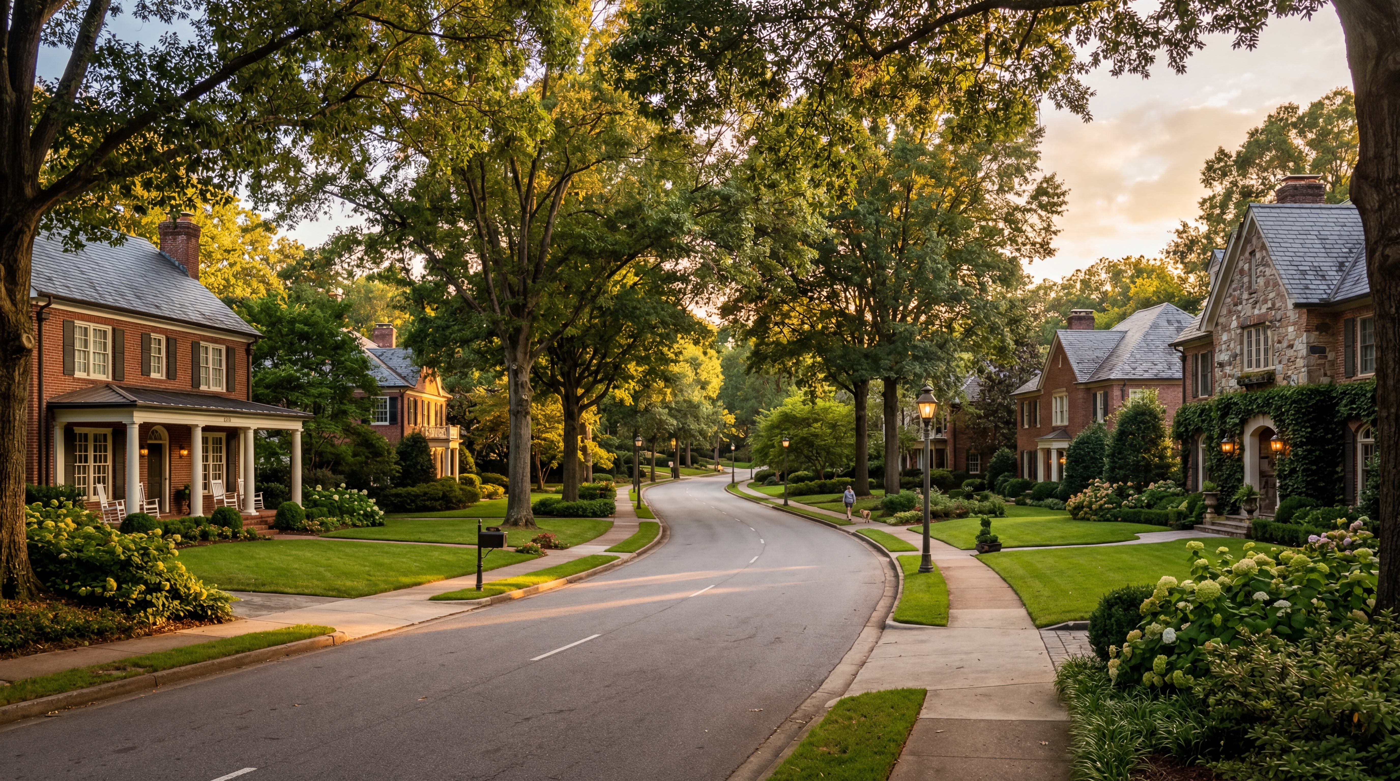 Affluent Atlanta neighborhood with tree-lined streets and well-maintained homes
