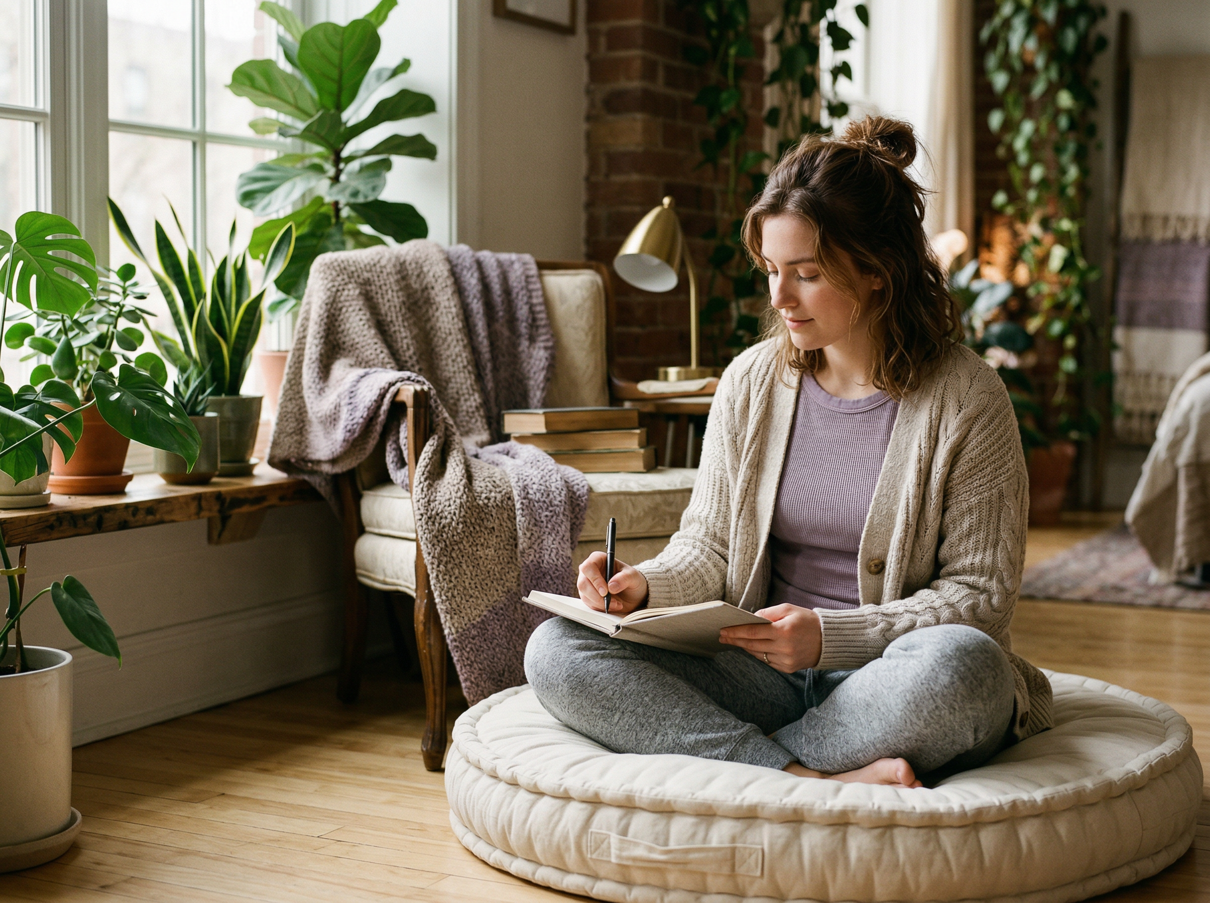 Person journaling to identify mental health triggers