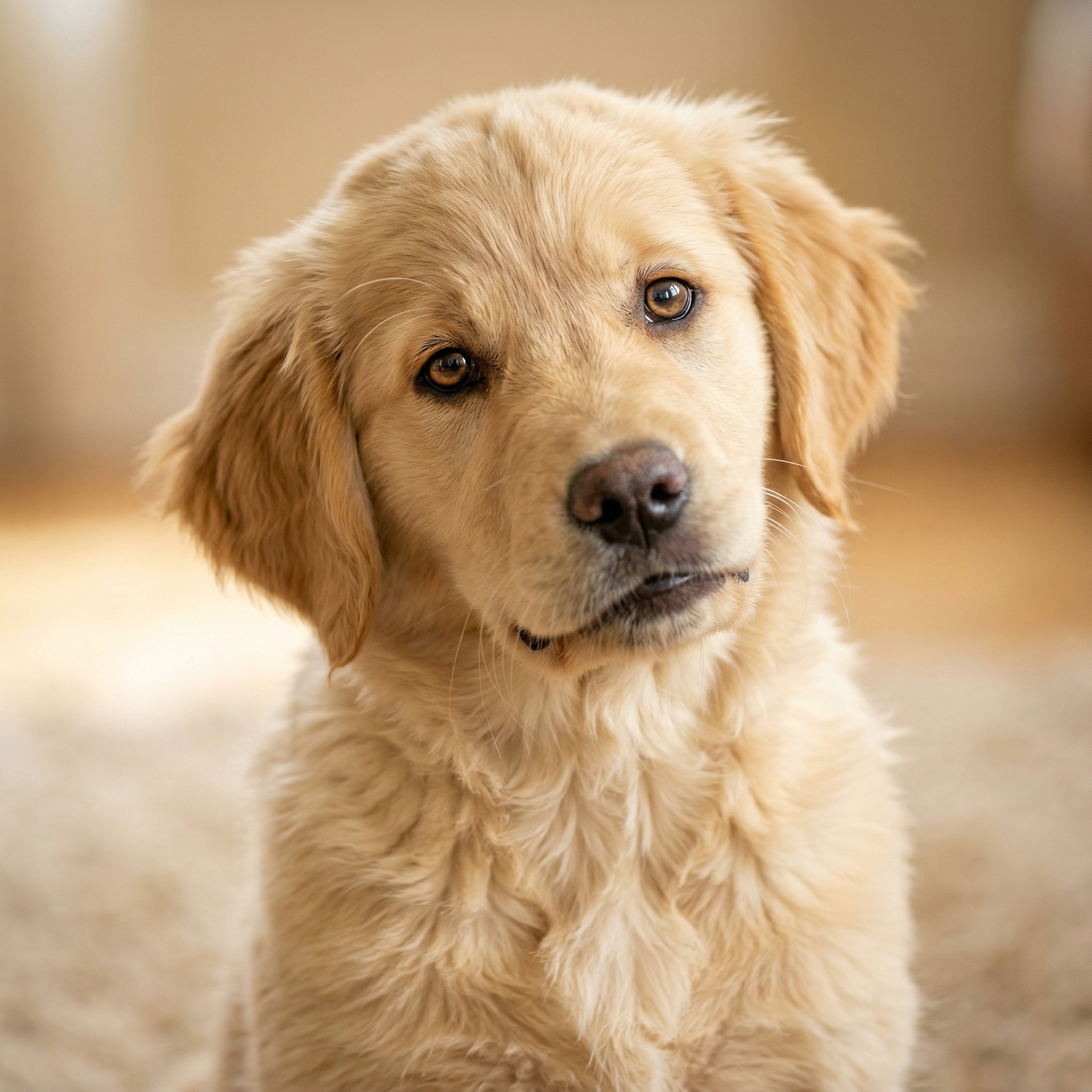 Neugieriger Hund wartet geduldig
