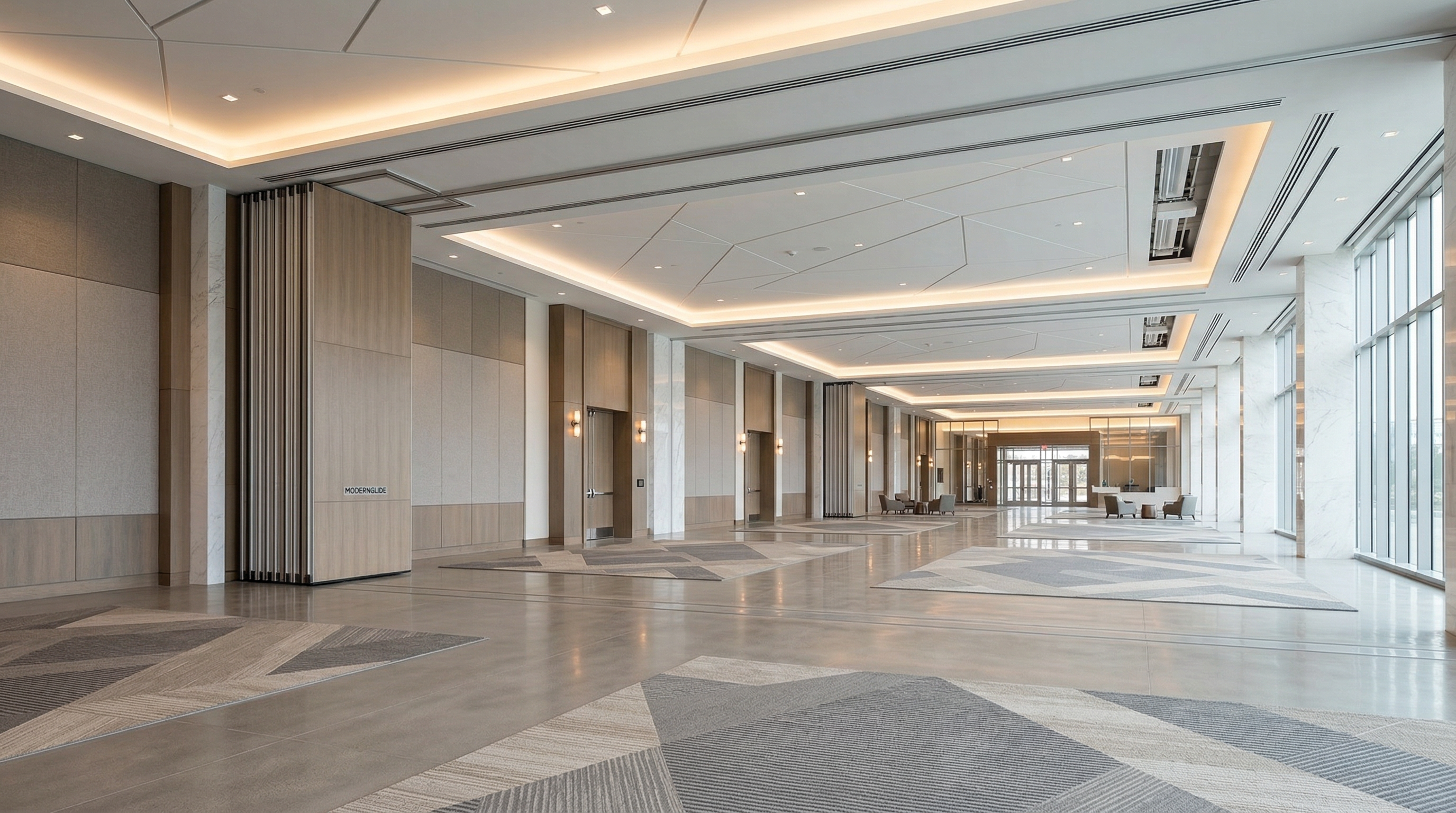 Conference centre with movable acoustic wall system