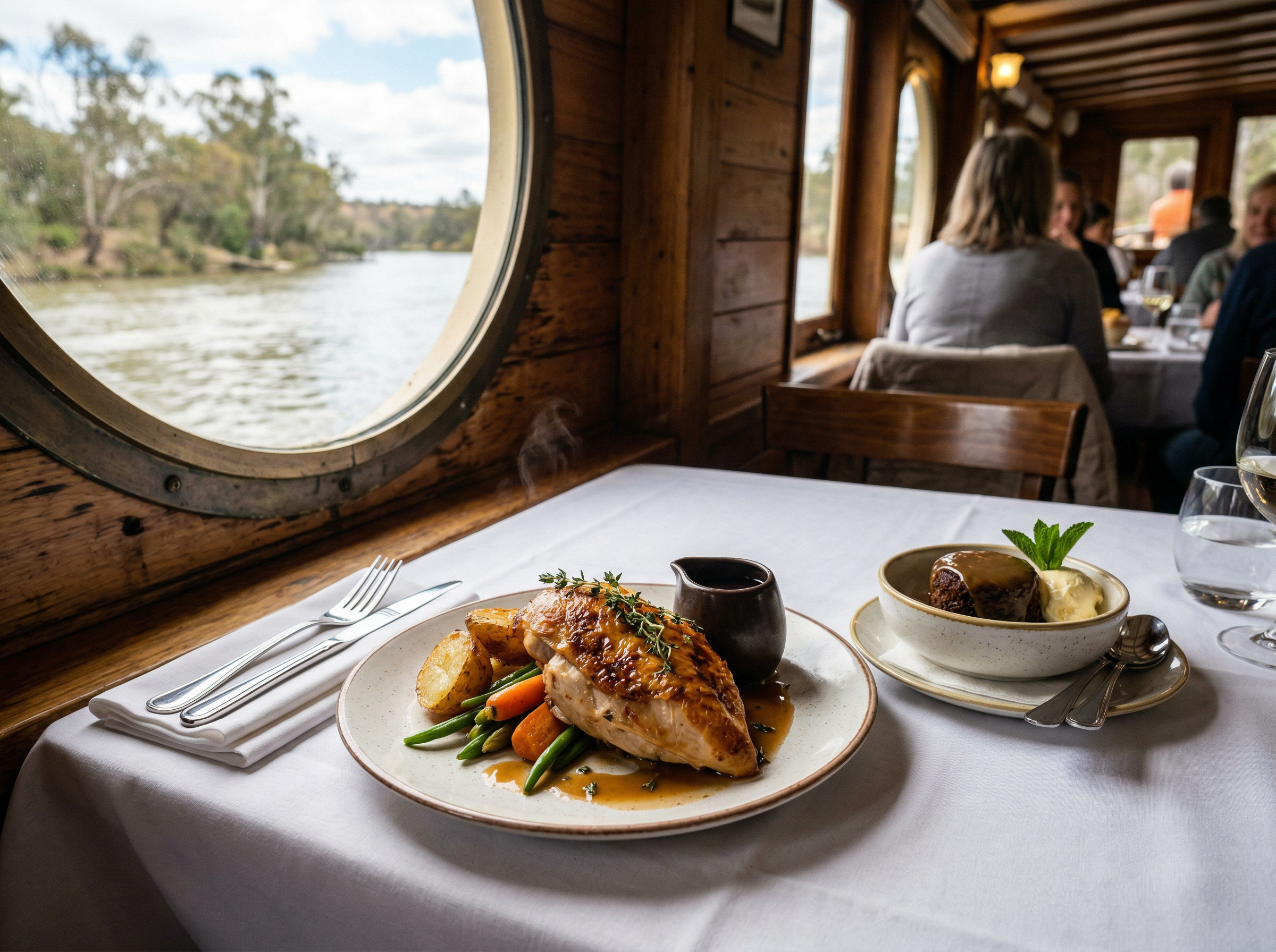 2-course lunch served on board Captain Proud cruise