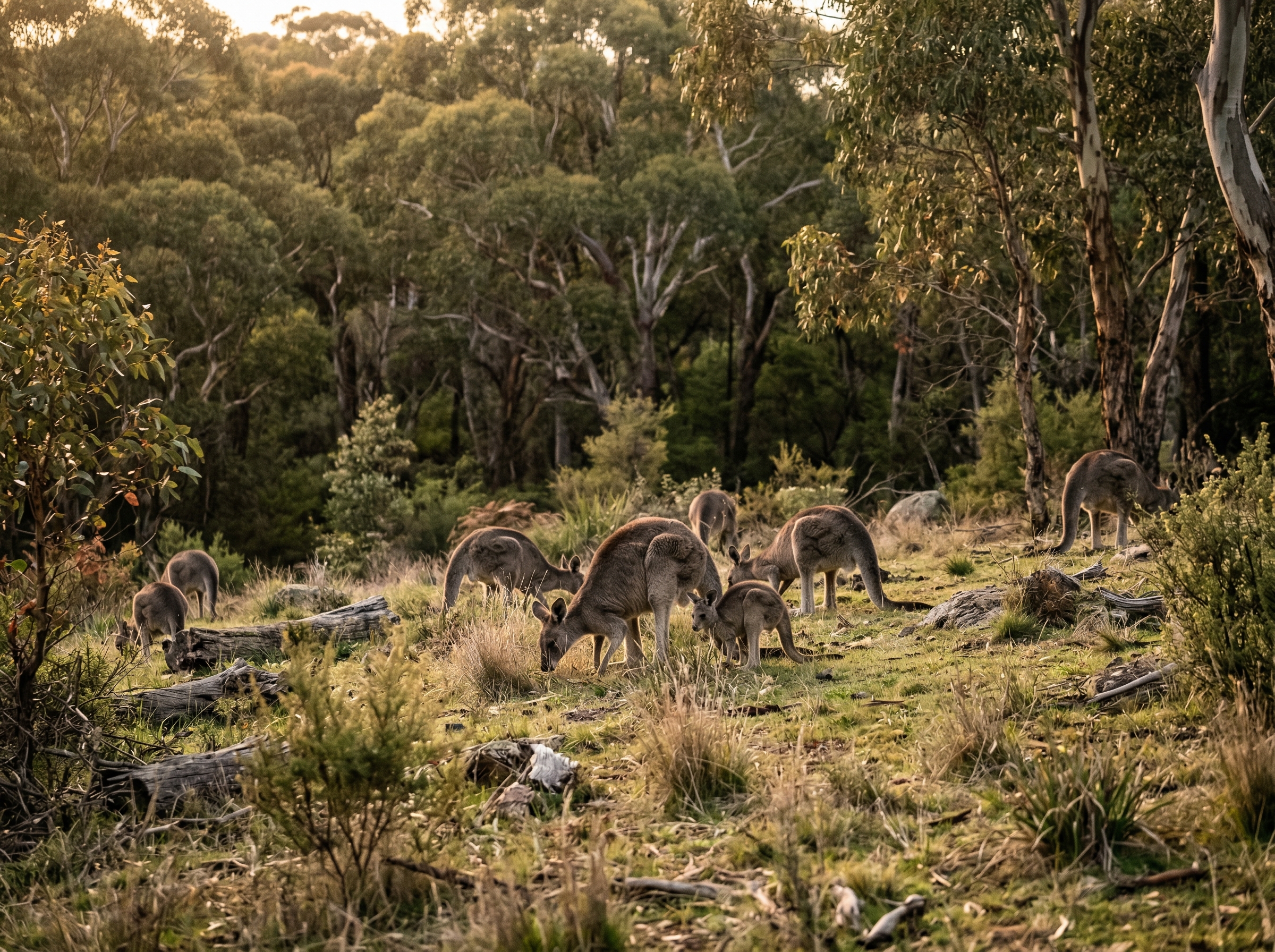 Australian wildlife kangaroos in natural bush setting