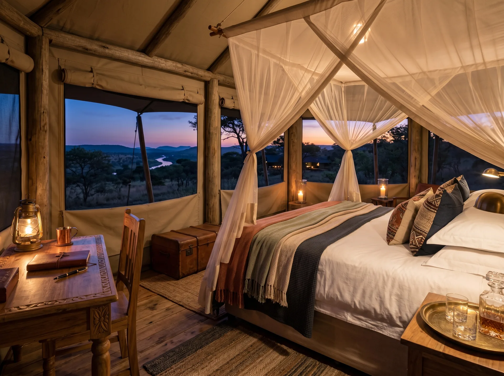 Luxury safari camp interior