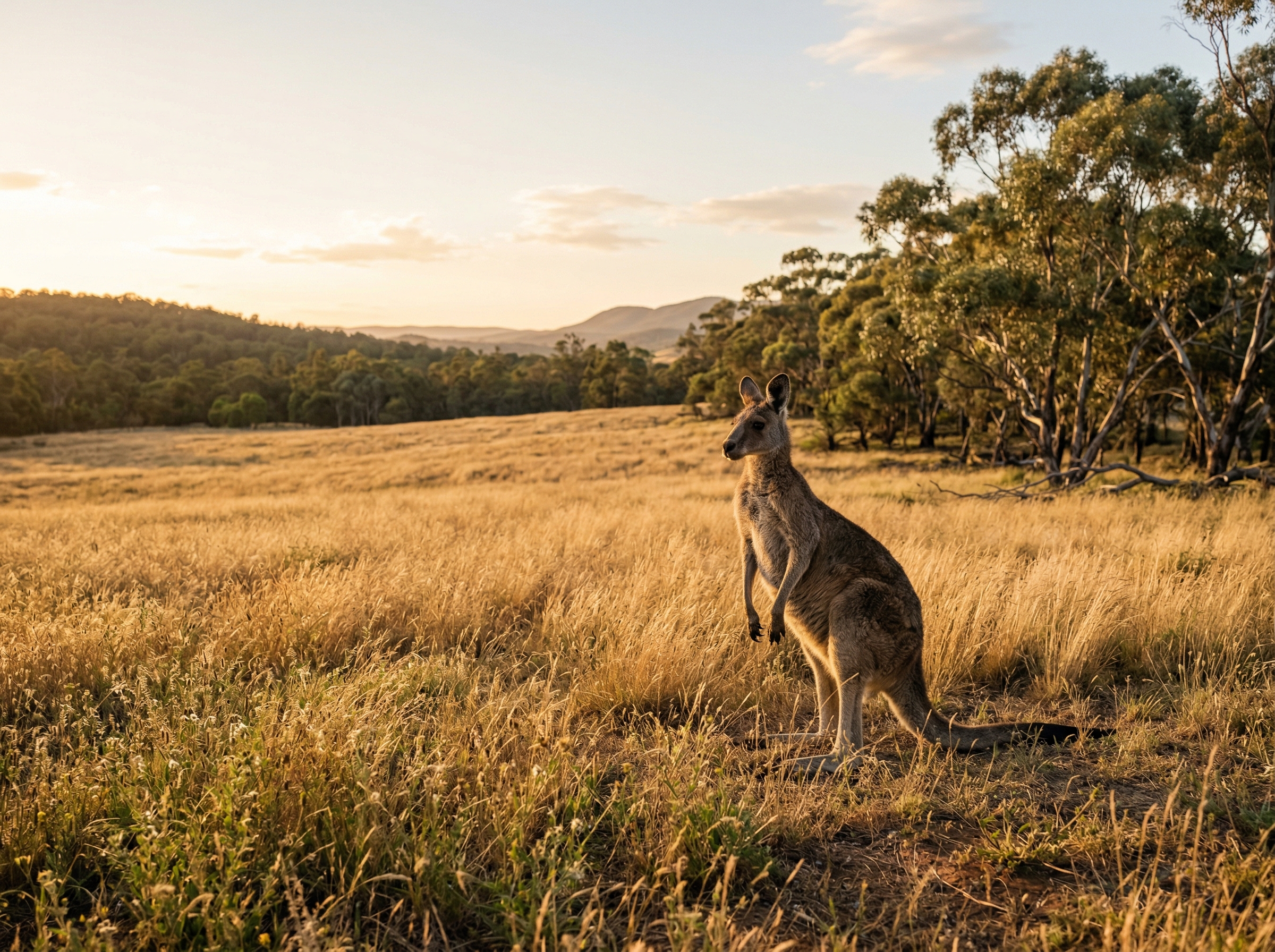 Patting a kangaroo in South Australia